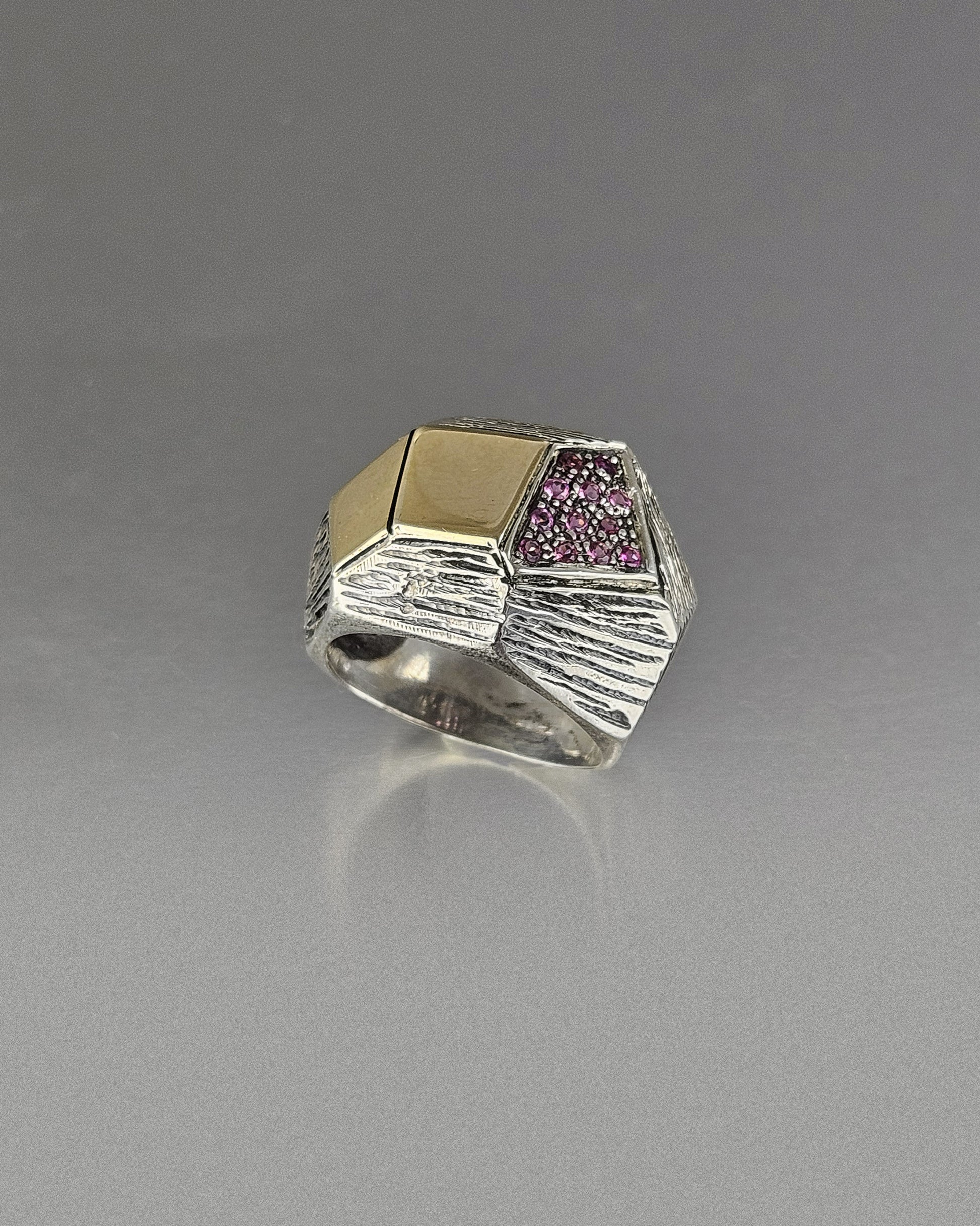 Anillo plata y rodonitas