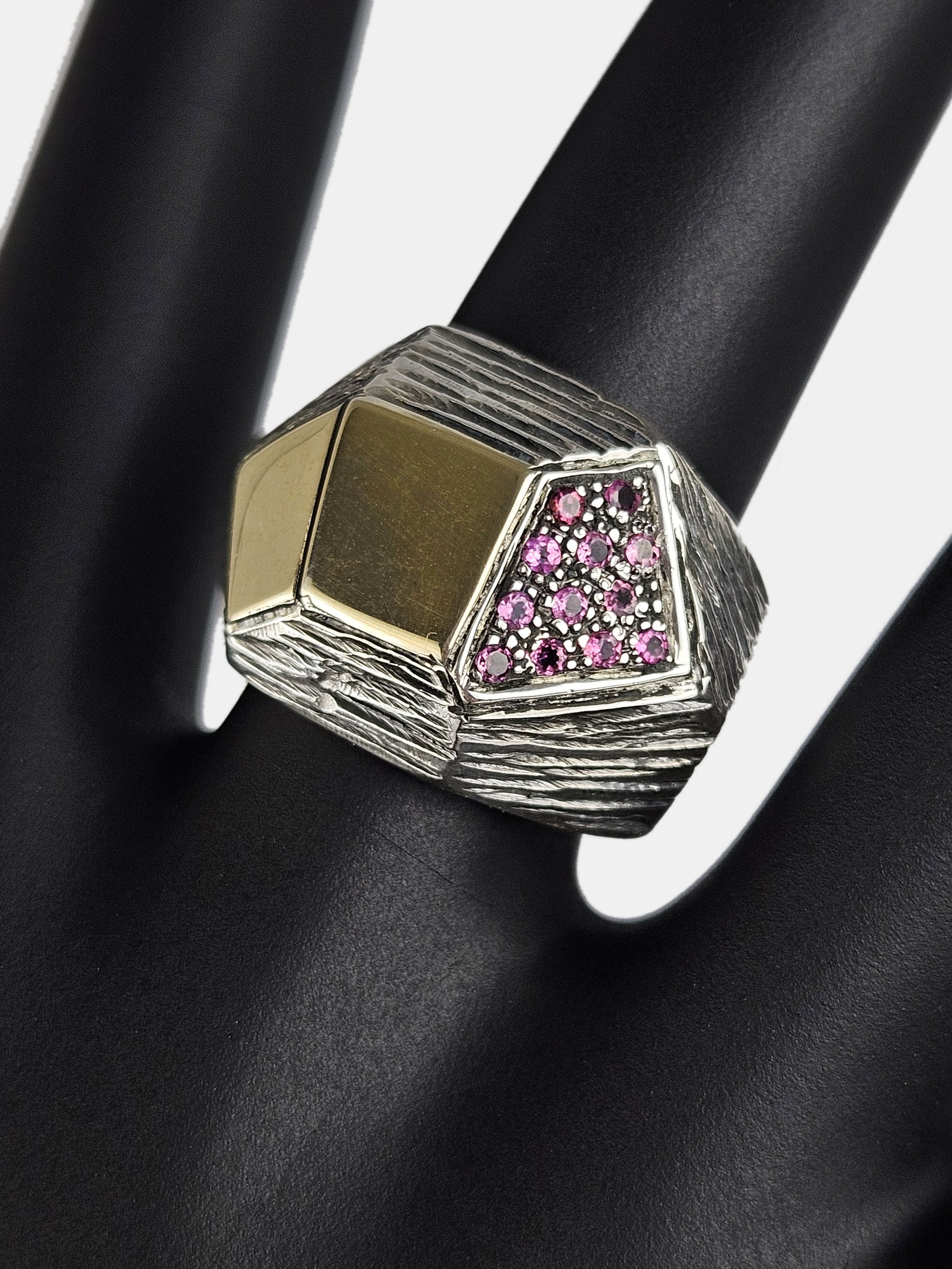 Anillo plata y rodonitas