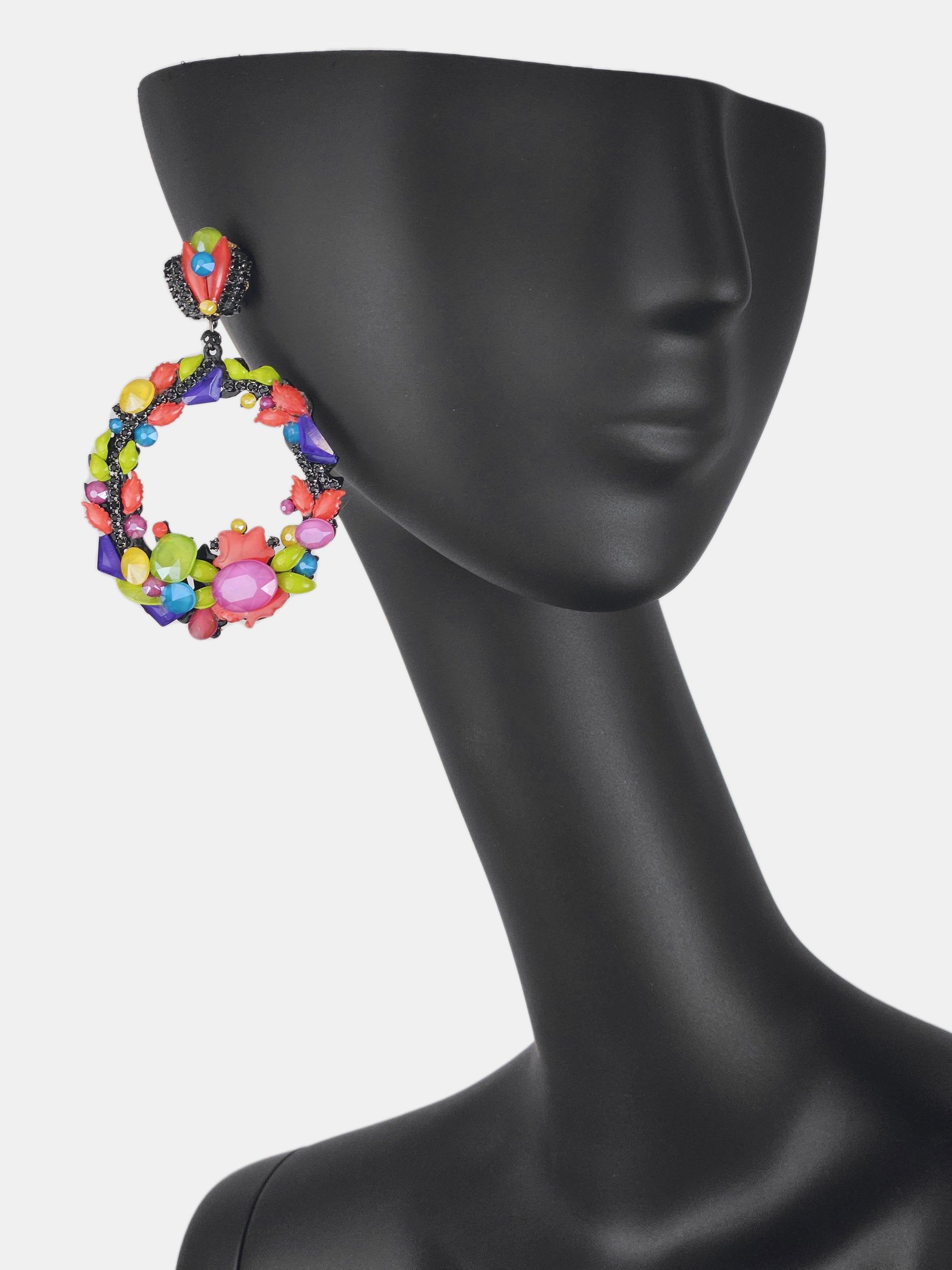 Swarovski multicolor hoop earrings 