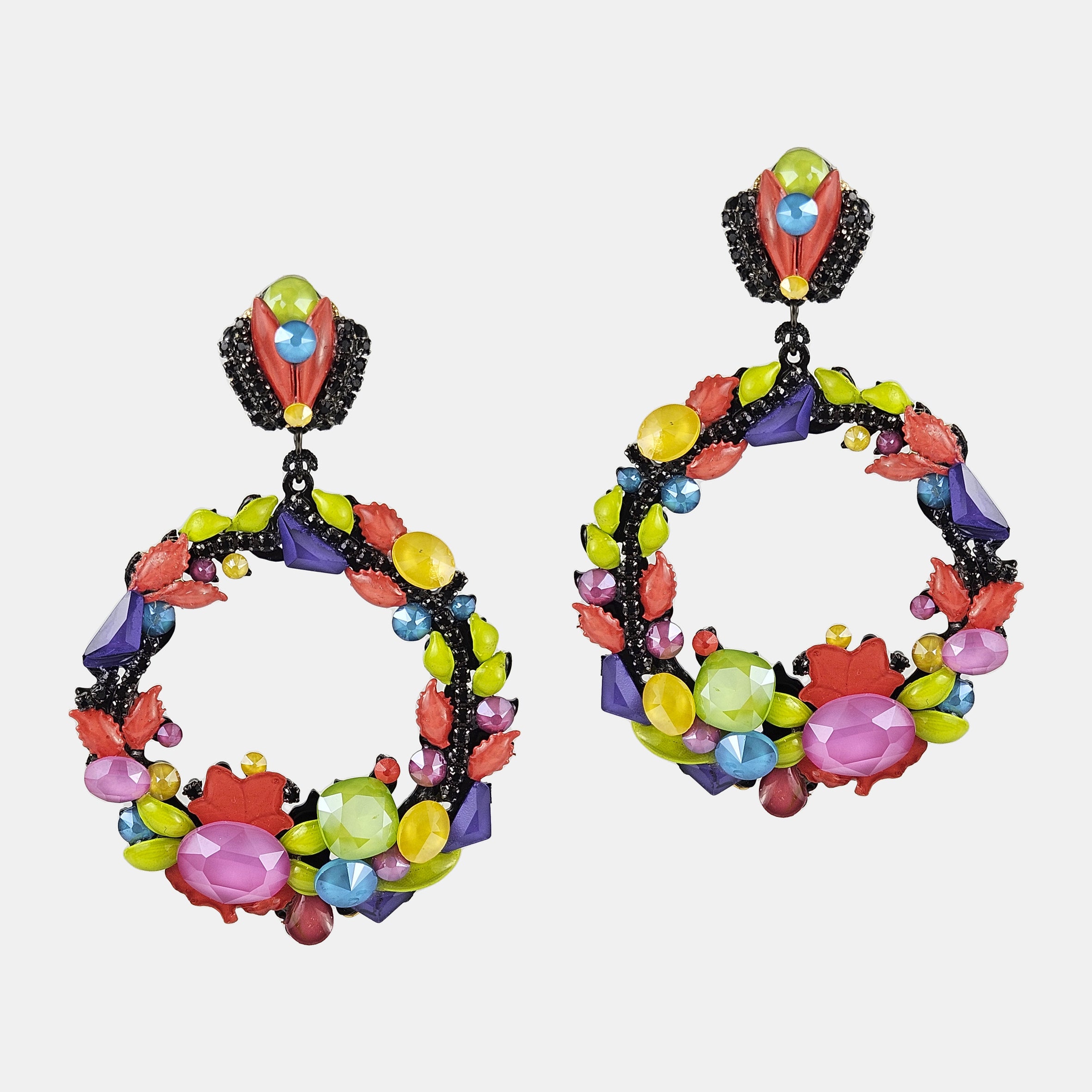 Swarovski multicolor hoop earrings 