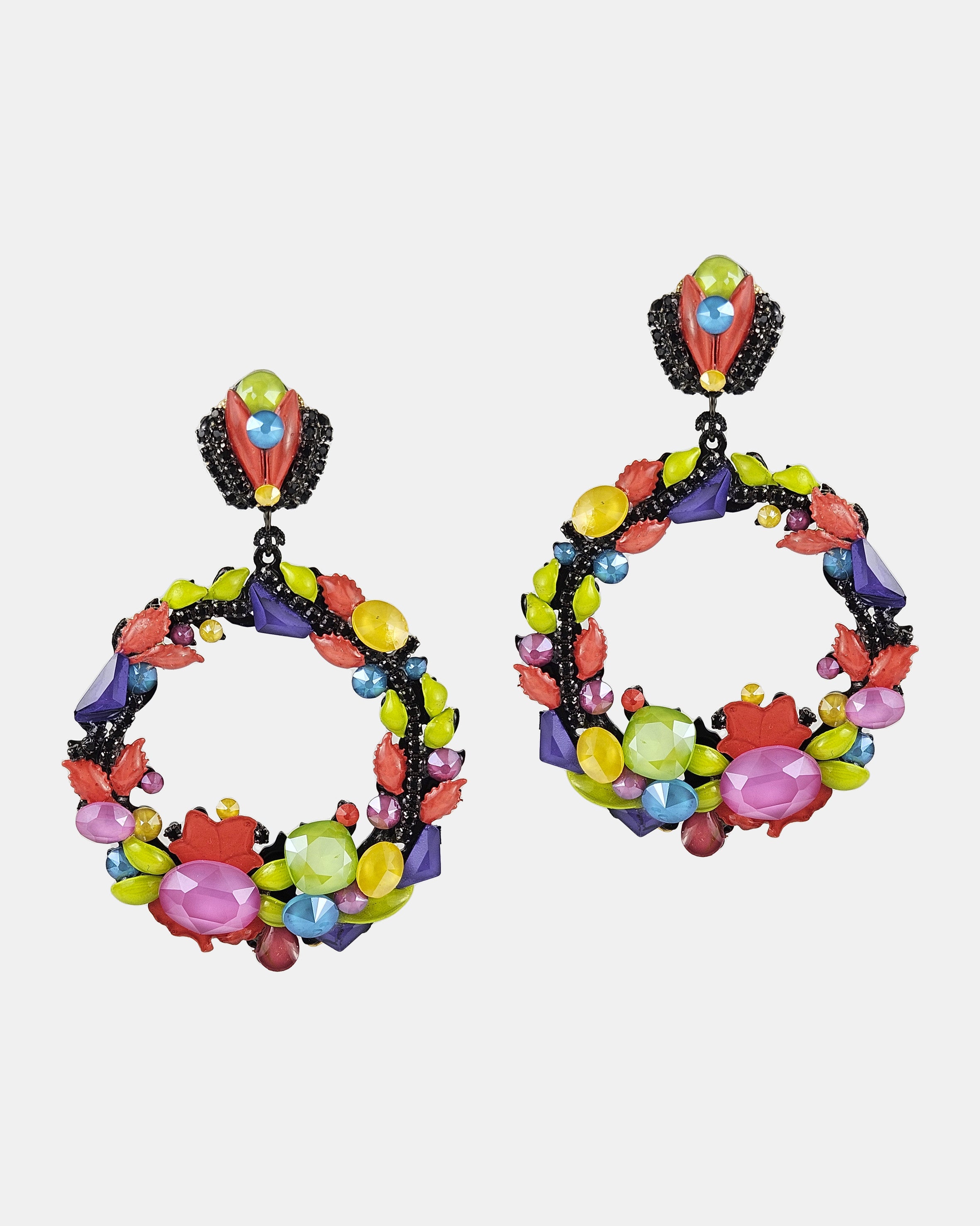 Swarovski multicolor hoop earrings 