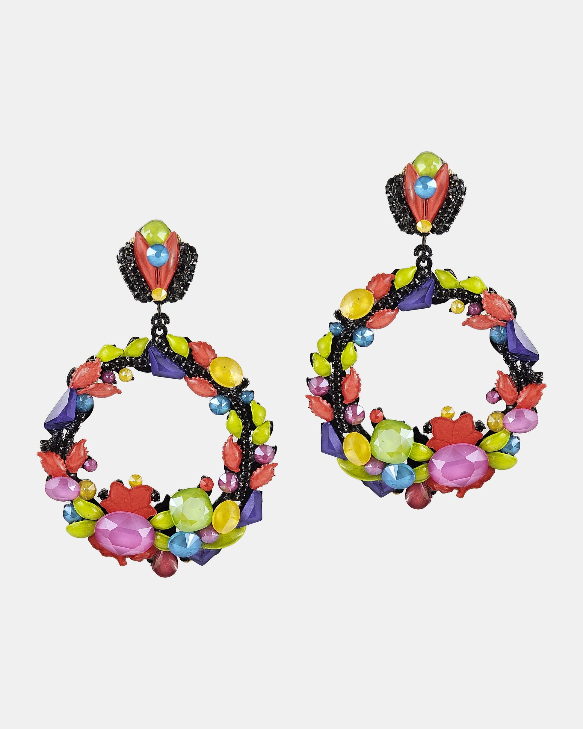 Swarovski multicolor hoop earrings 