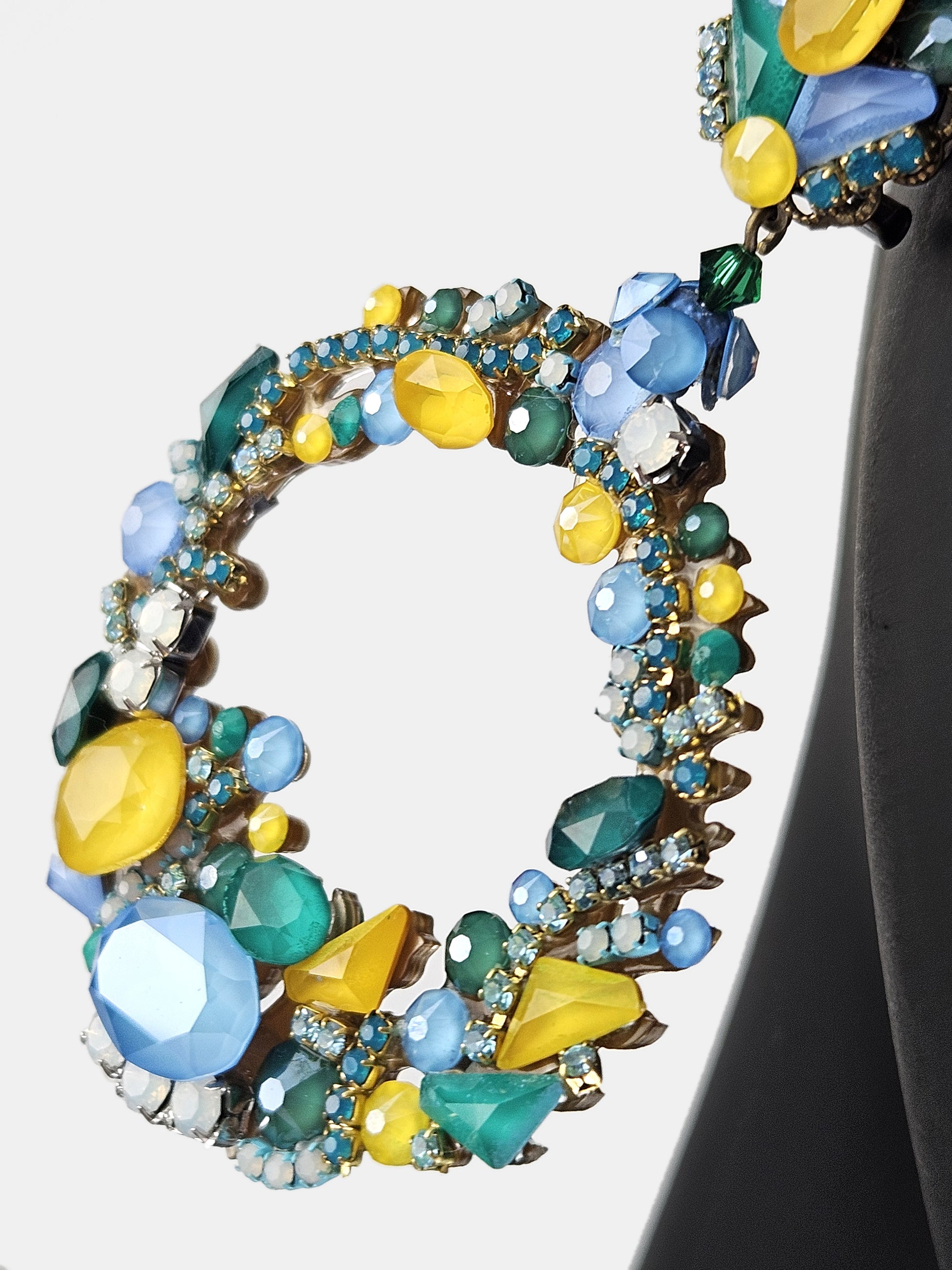 Blue and yellow Gleam hoop earrings 
