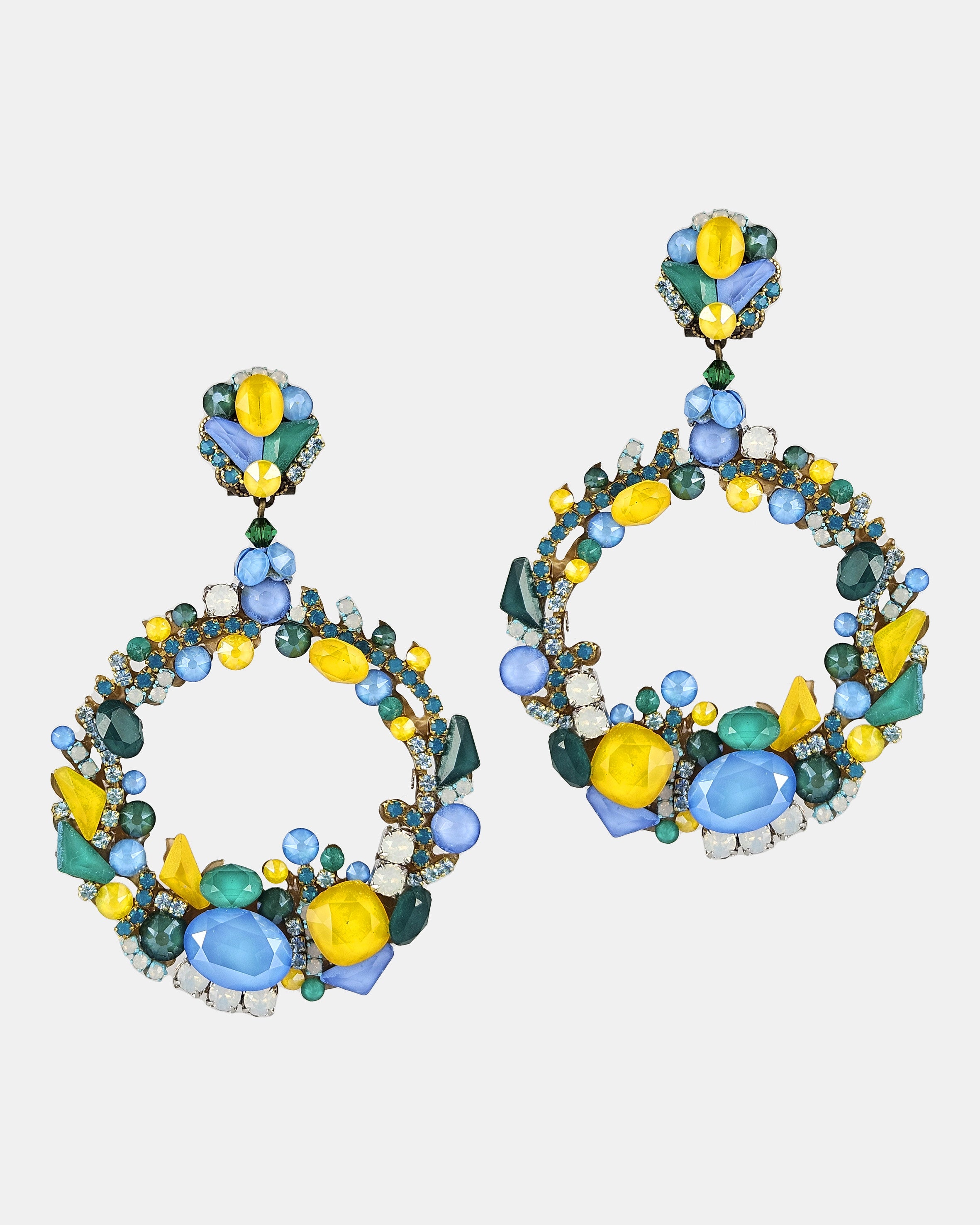 Blue and yellow Gleam hoop earrings 