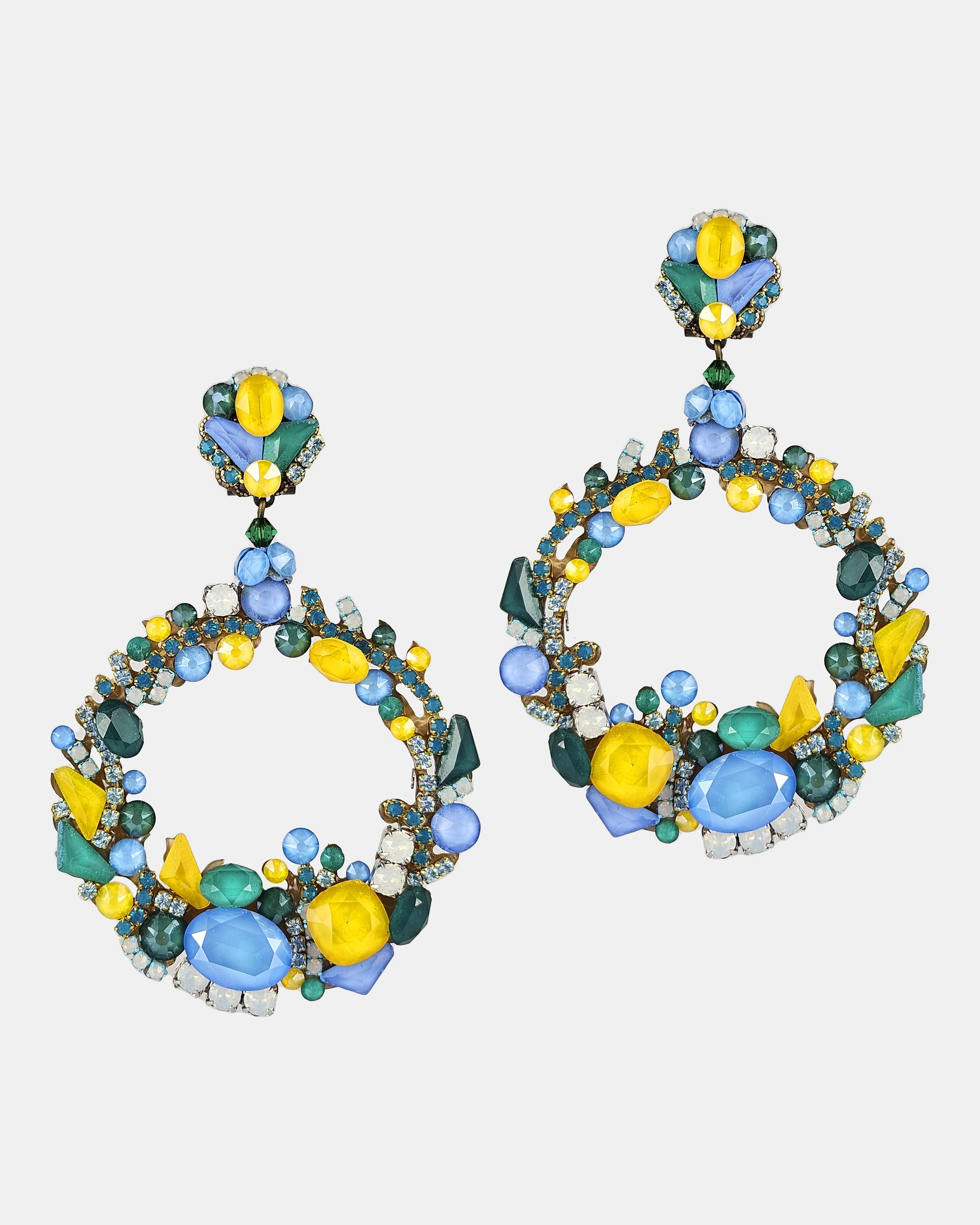 Blue and yellow Gleam hoop earrings 