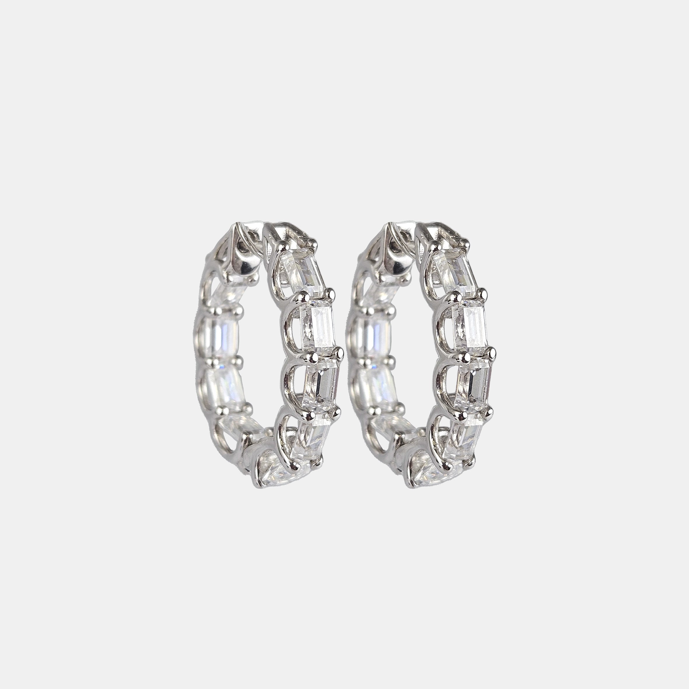 Pendientes aros plata y zirconitas