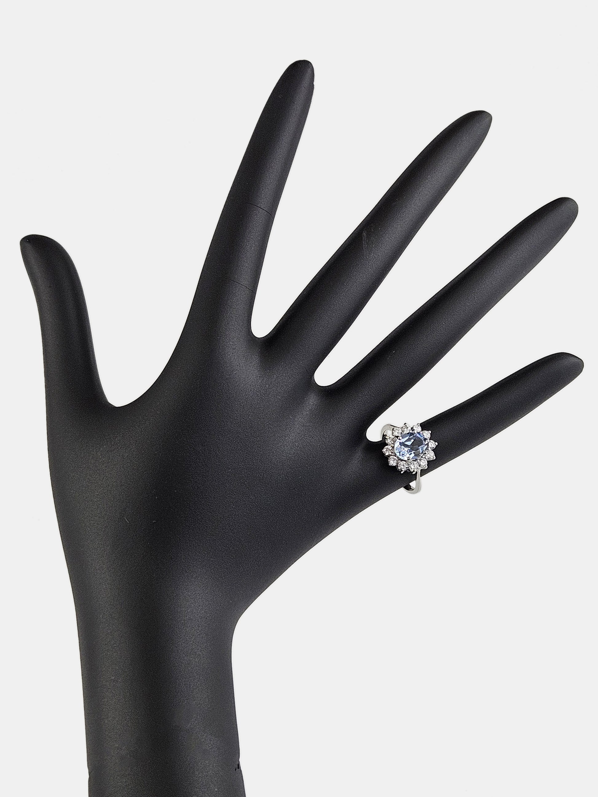 Sortija plata y zirconita Lady azul