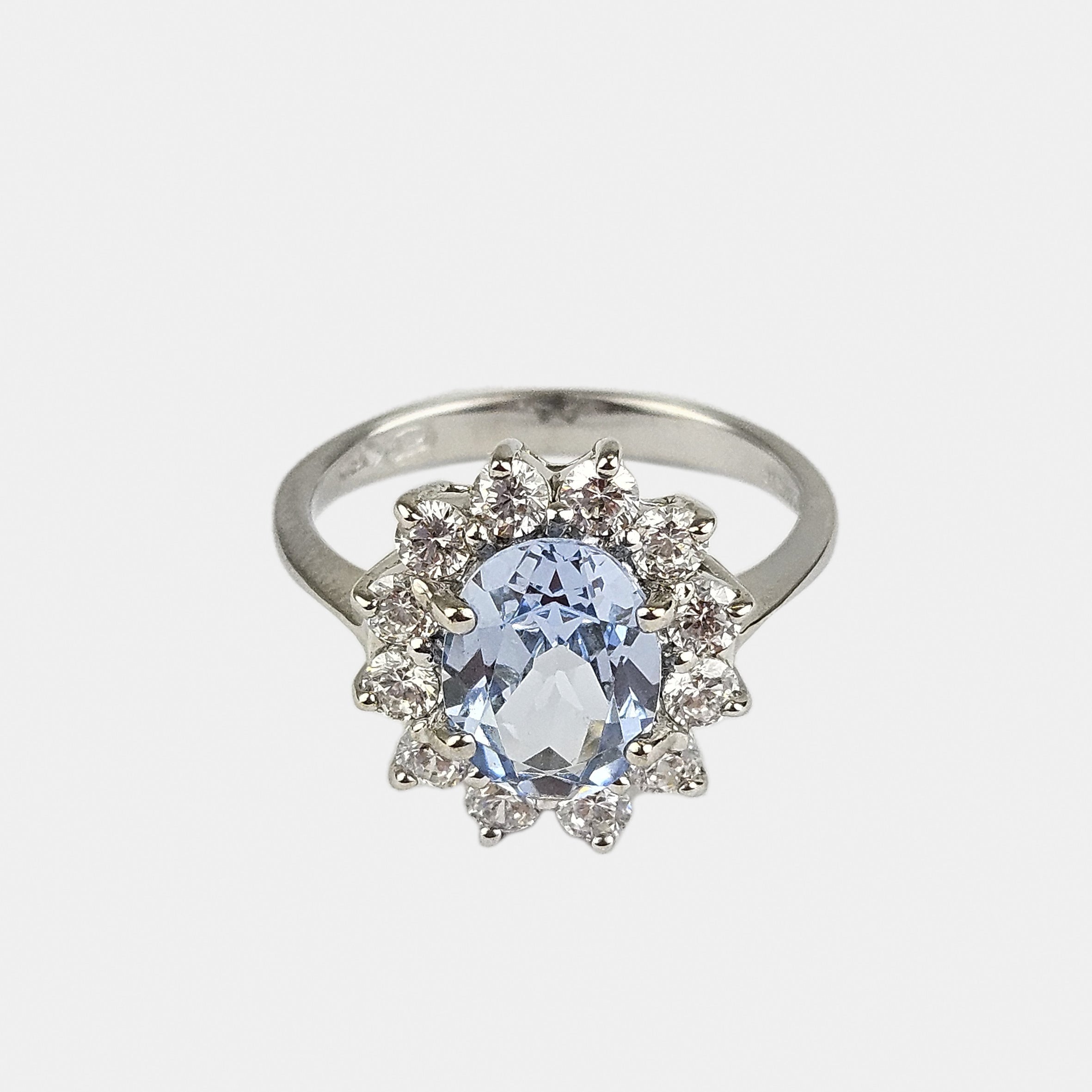 Sortija plata y zirconita Lady azul