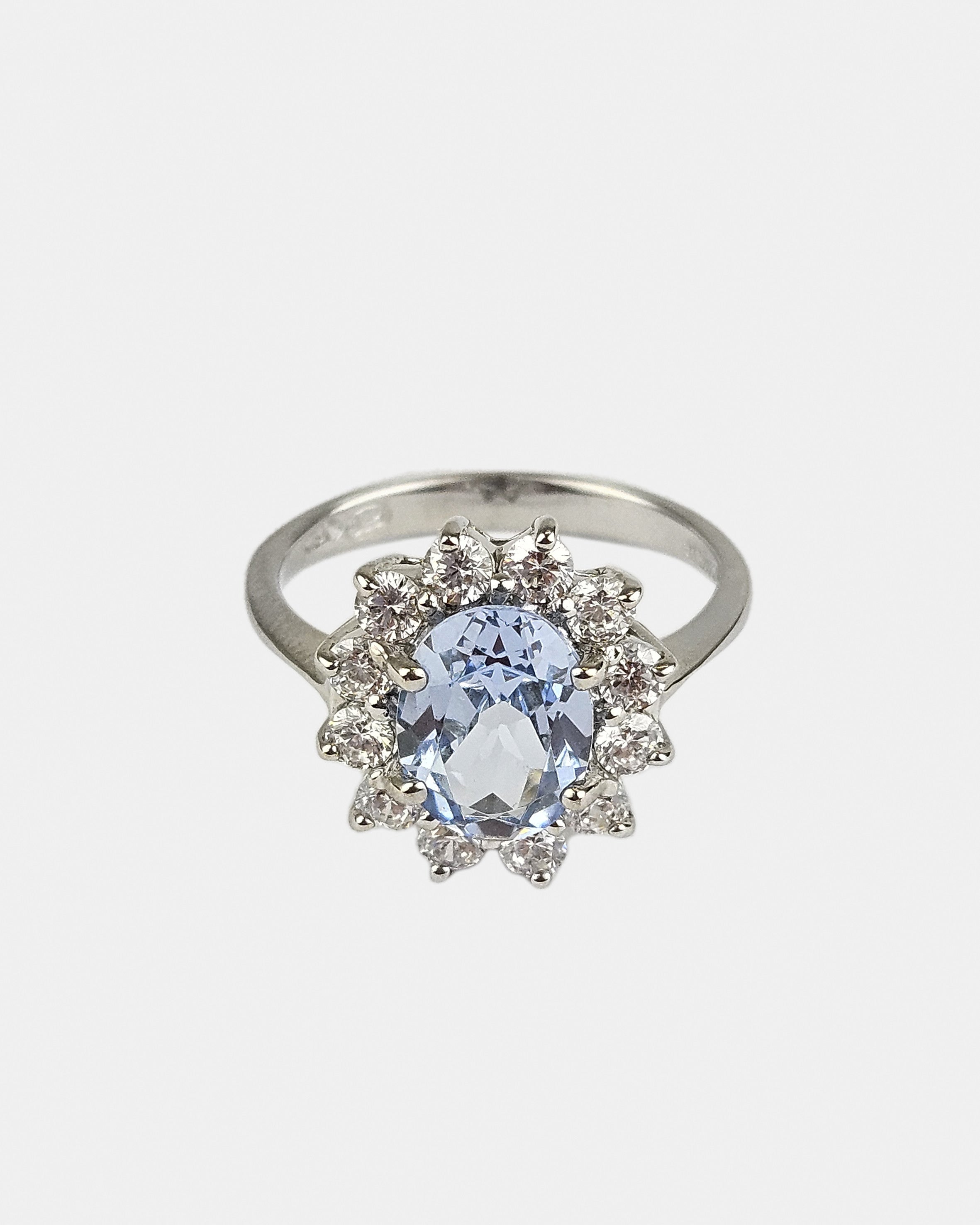 Sortija plata y zirconita Lady azul