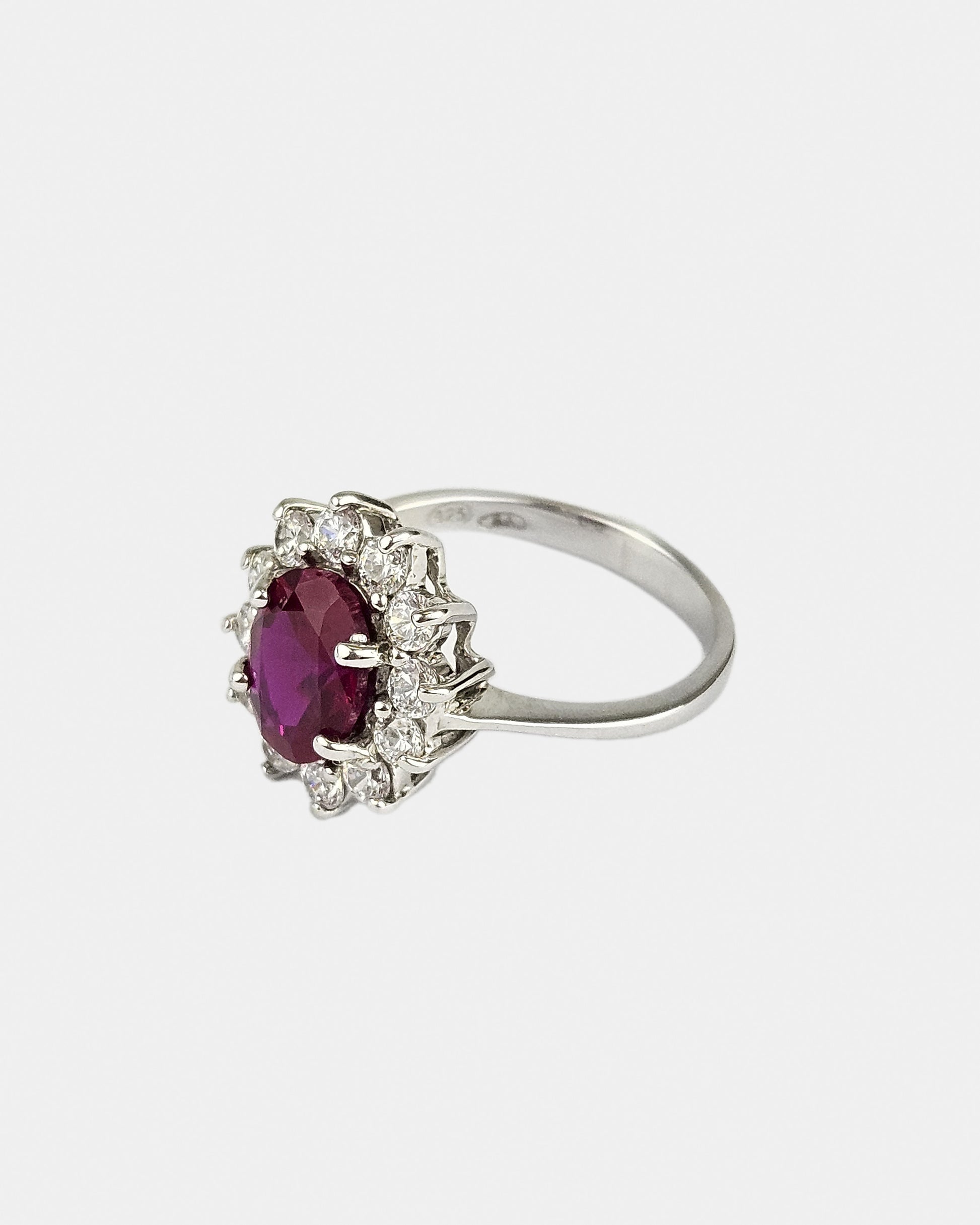 Silver and cubic zirconia ring, Lady ruby ​​red 