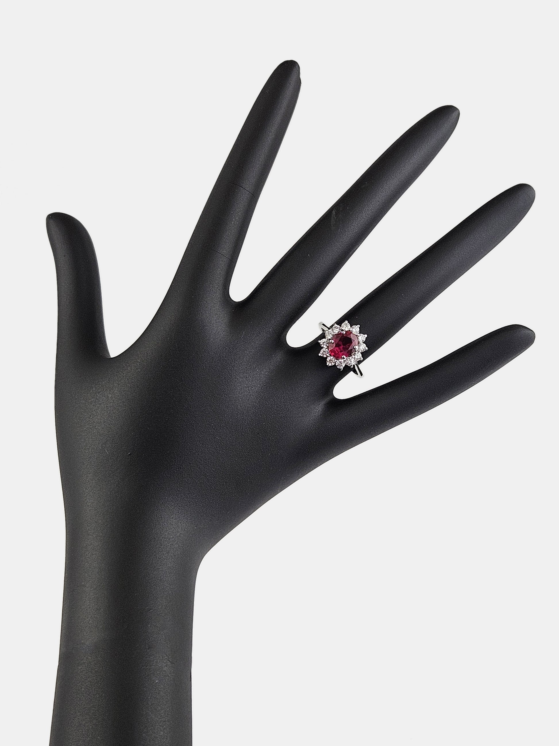 Silver and cubic zirconia ring, Lady ruby ​​red 