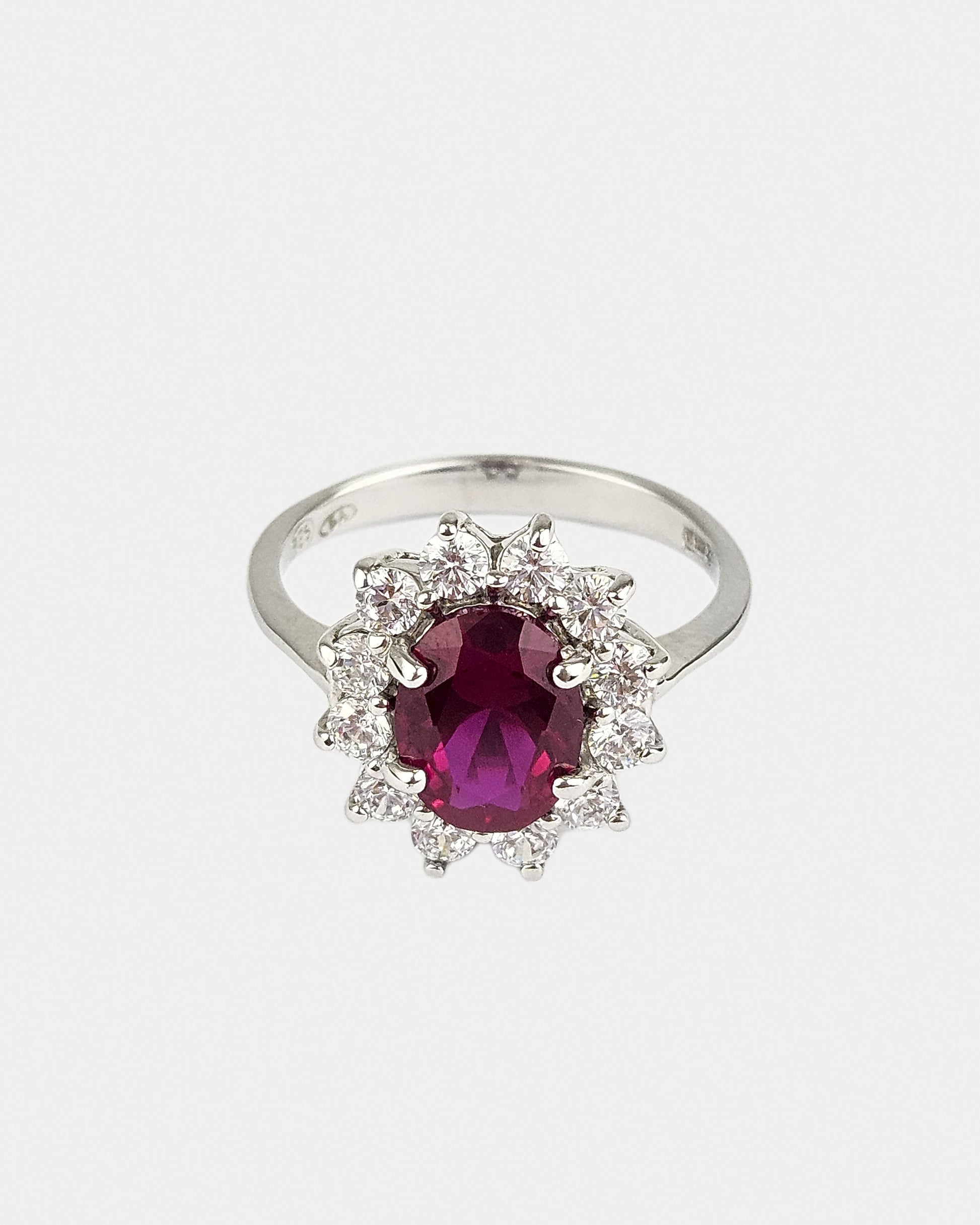 Silver and cubic zirconia ring, Lady ruby ​​red 