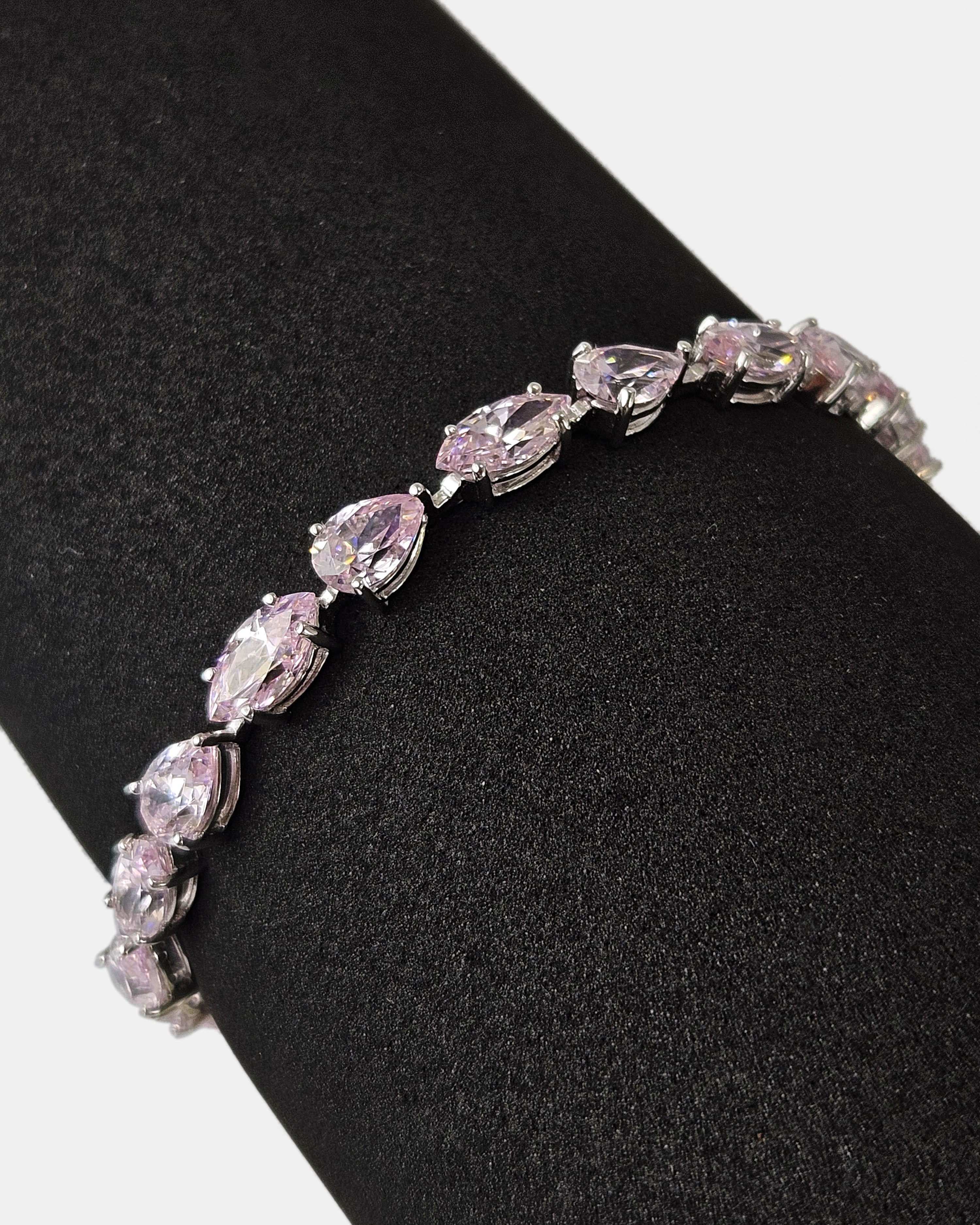 Pulsera plata y zirconita rosa Ethereal