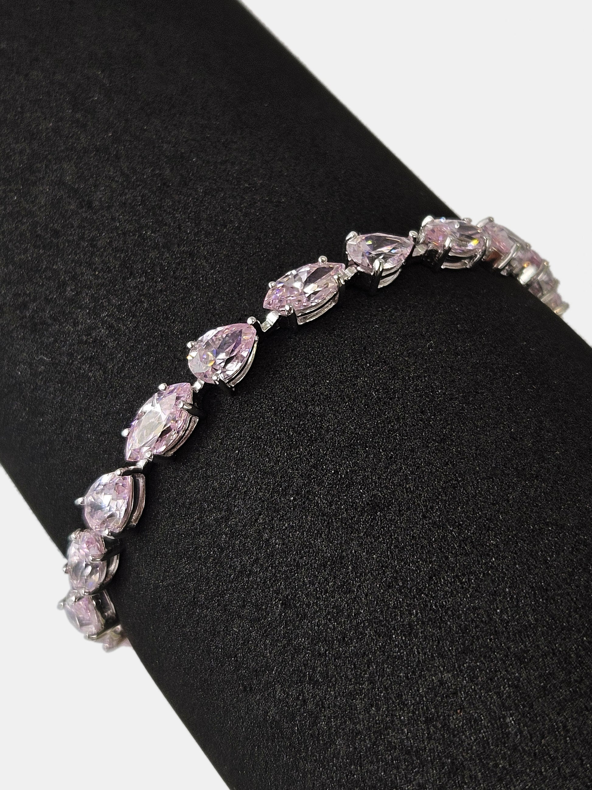 Pulsera plata y zirconita rosa Ethereal