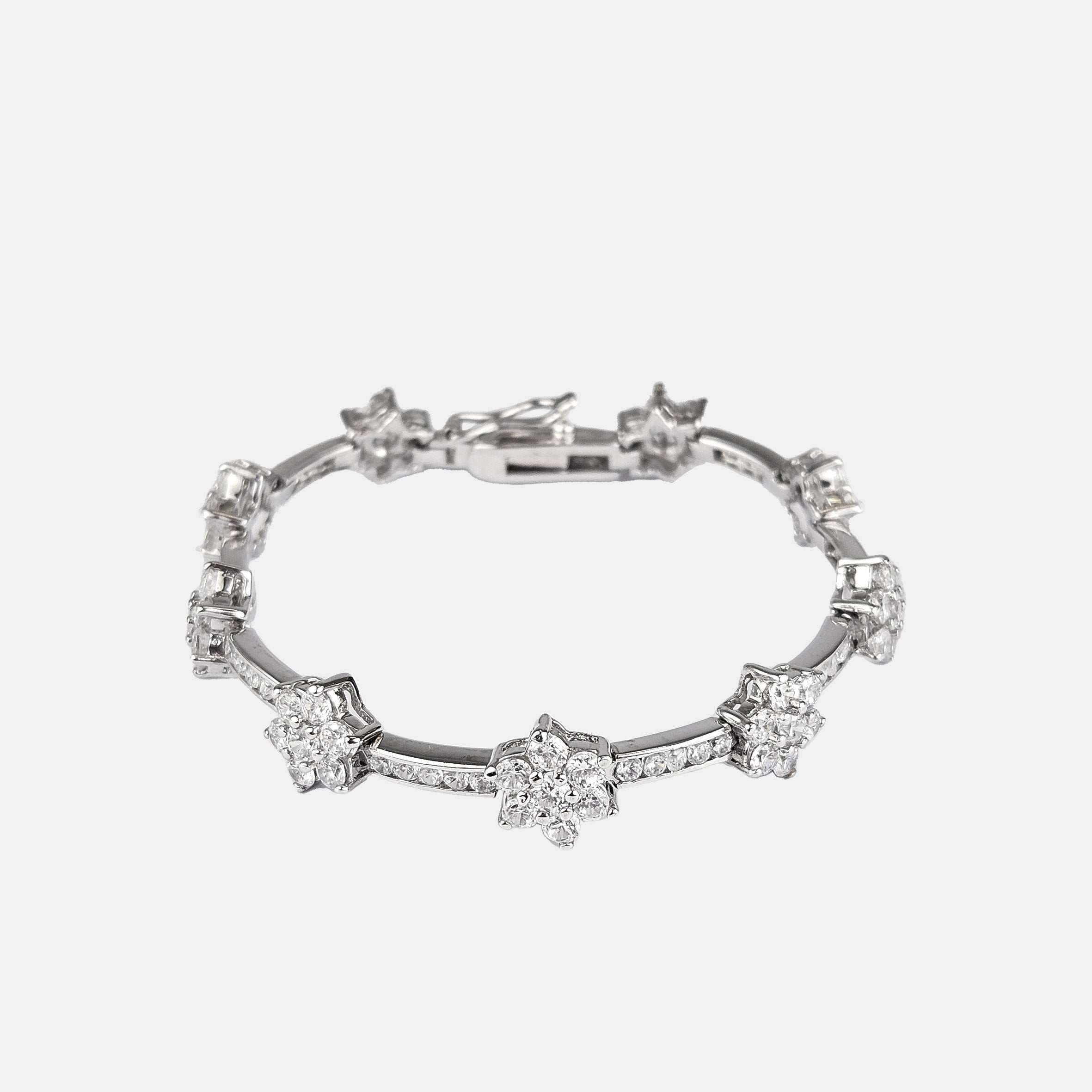 Pulsera plata y zirconita rosetas