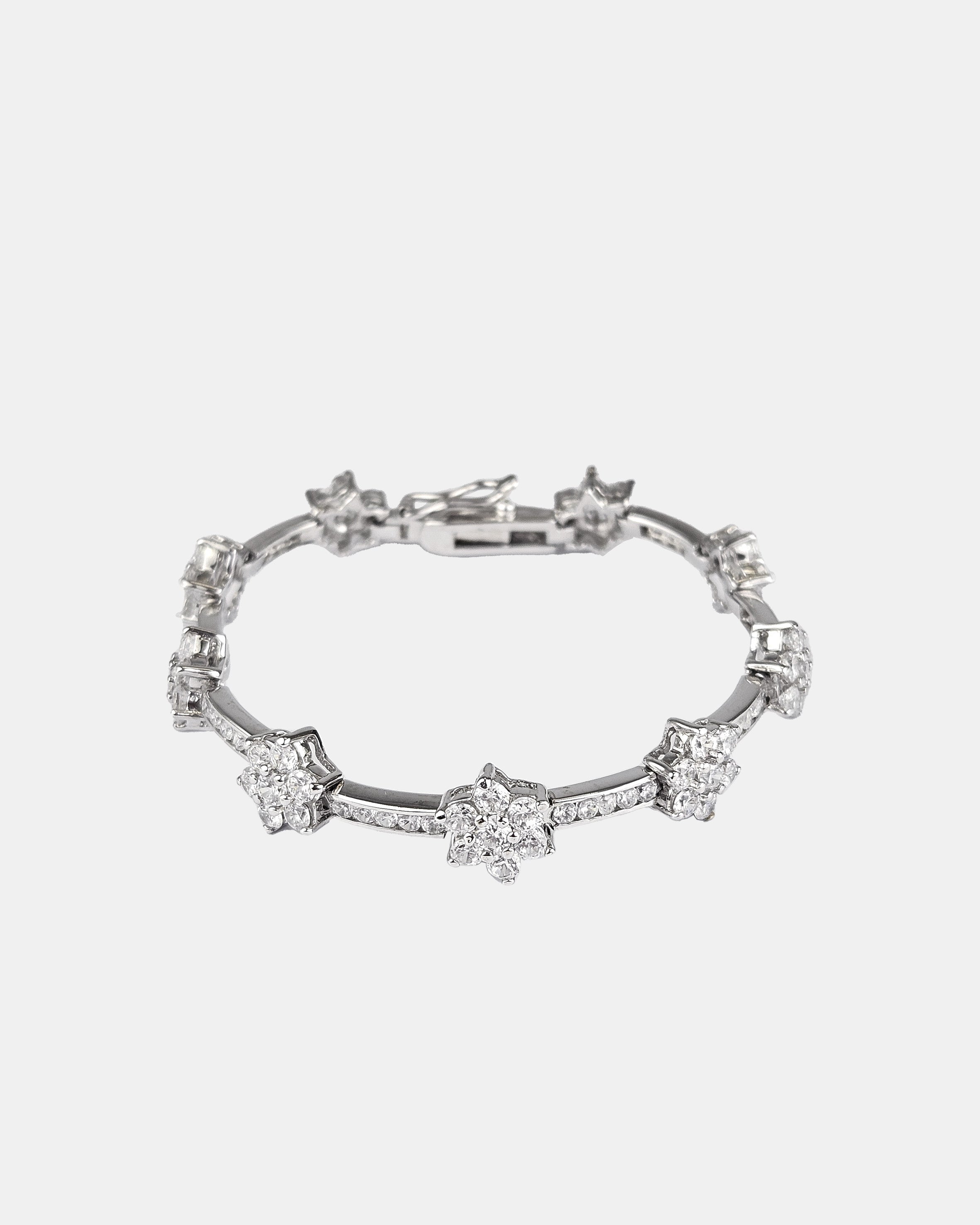 Pulsera plata y zirconita rosetas