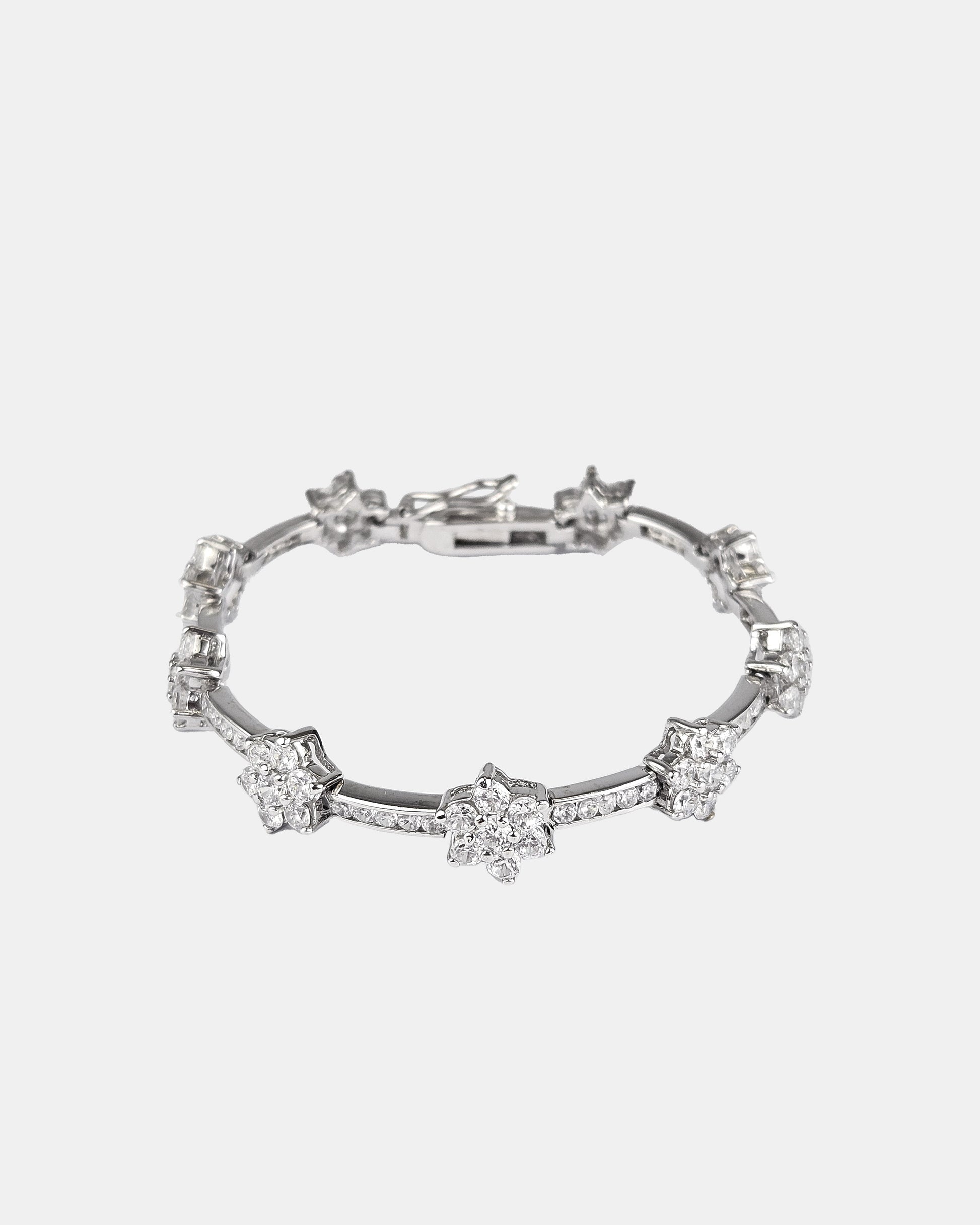 Pulsera plata y zirconita rosetas
