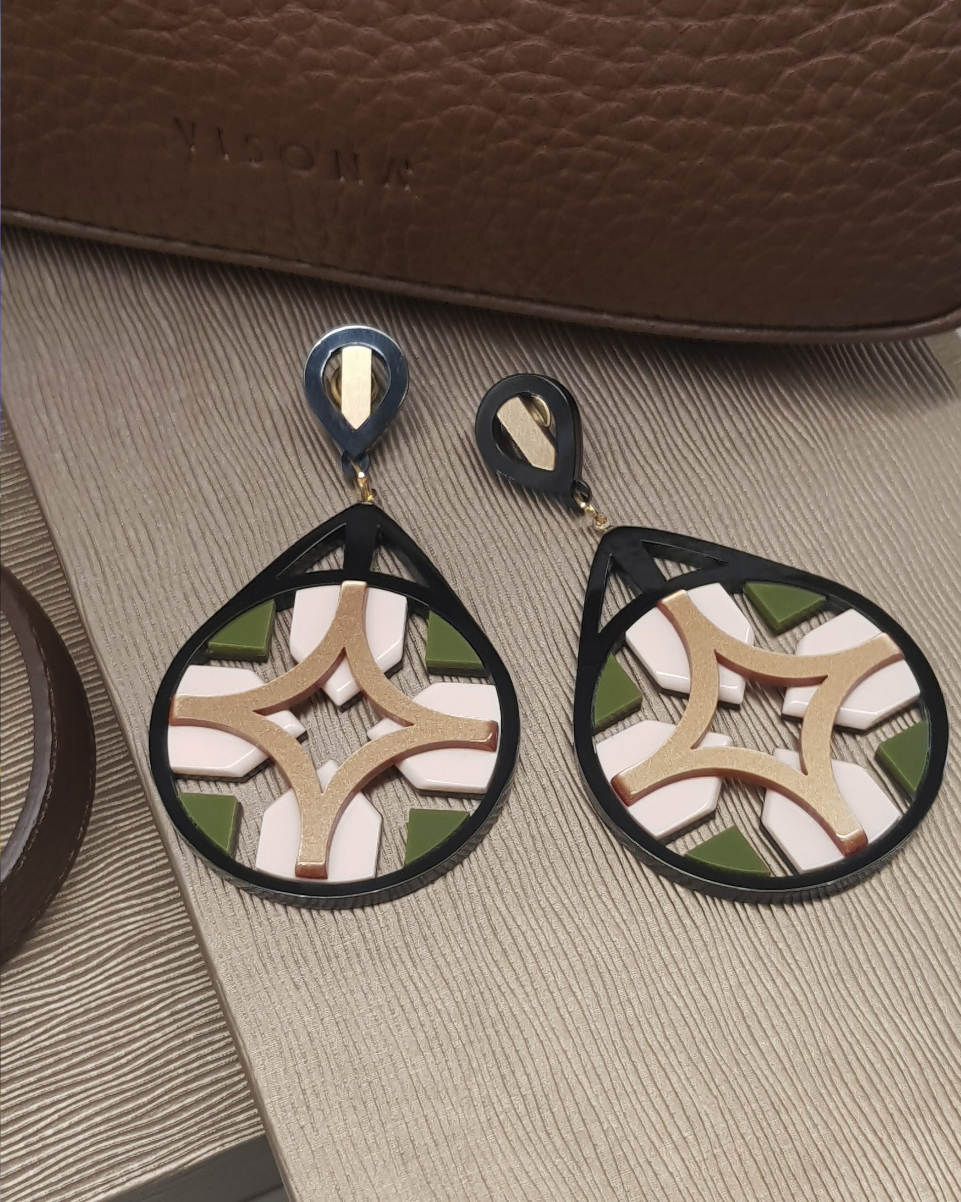 Pendiente Celosía Rosa y Verde