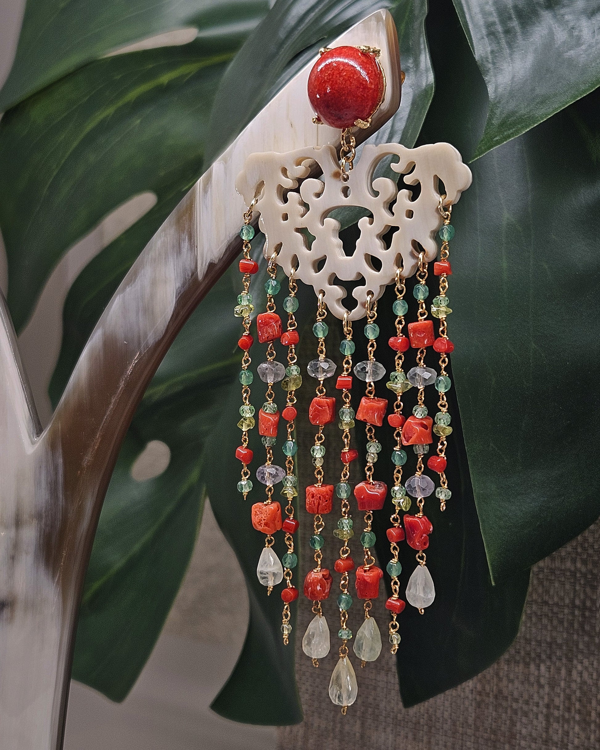 Pendientes filigrana cascada cuerno