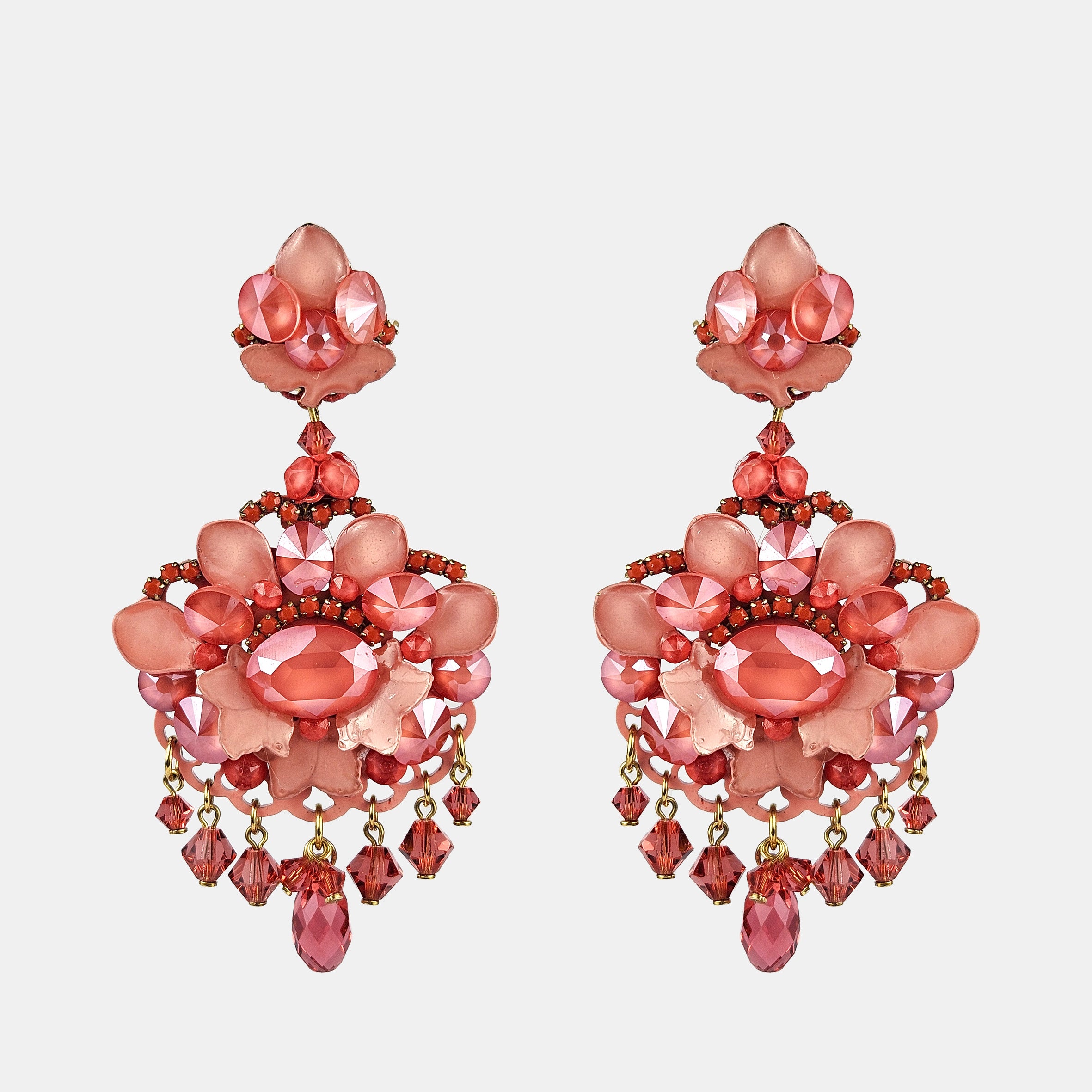 Pendientes láquer coral medianos