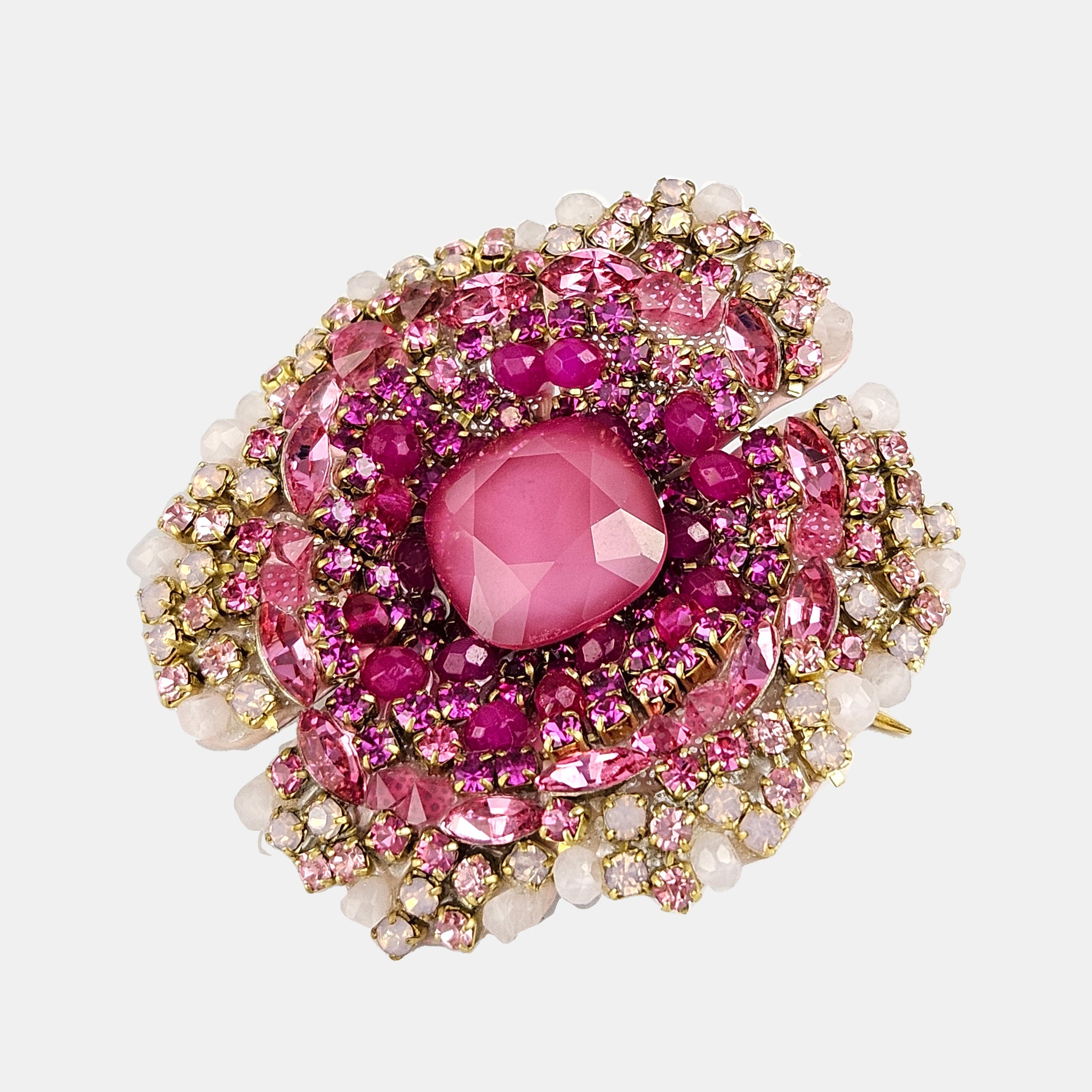 Broche flor de Swarovski rosa