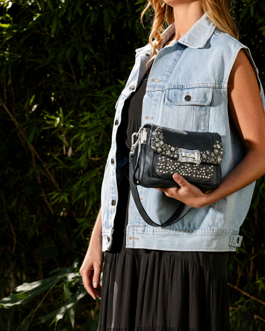 Bolso piel Agnese negro