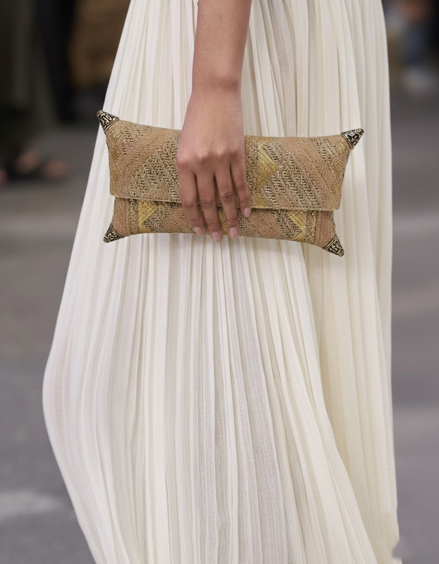 CLUTCH MARTHA RAFFIA GOLD