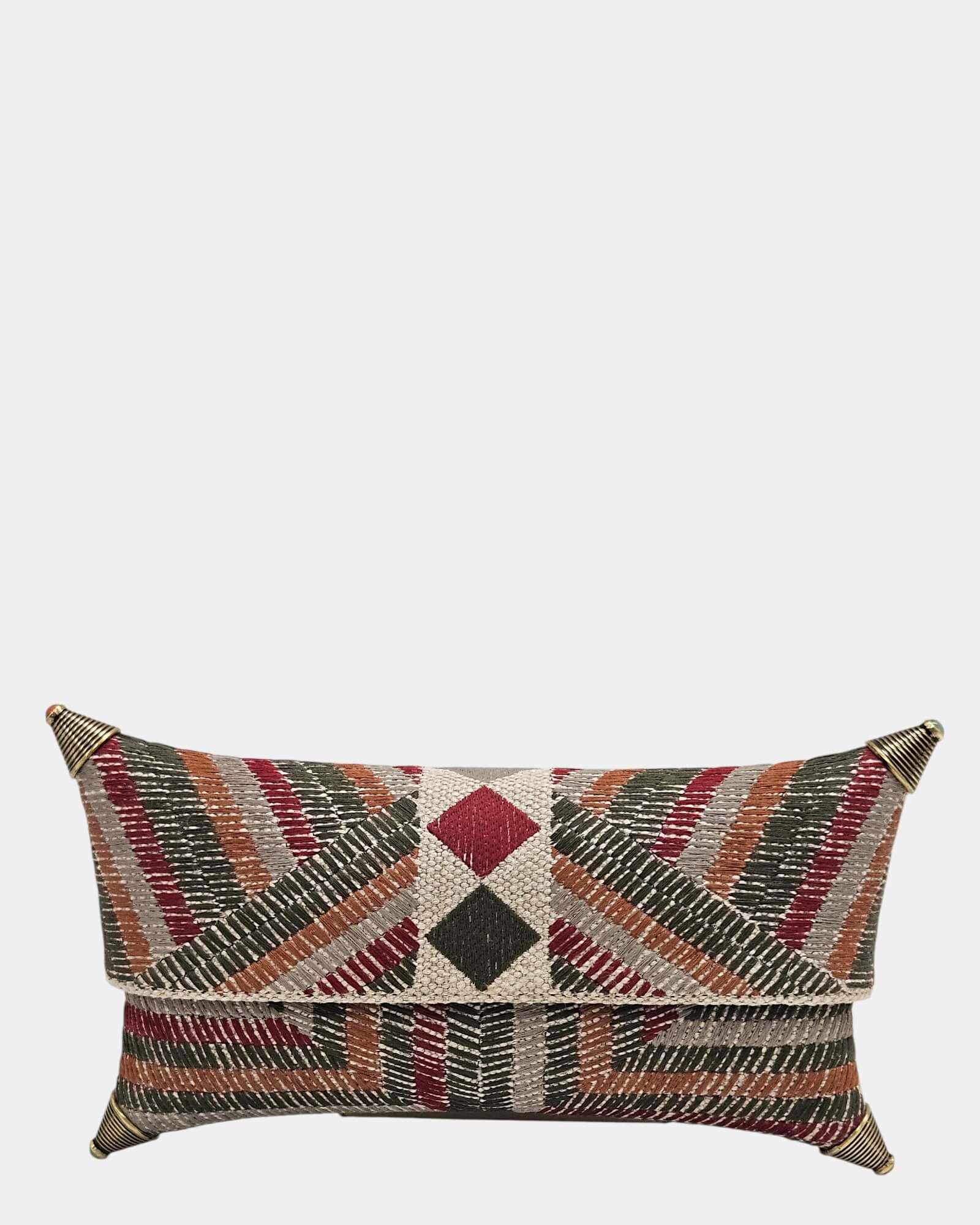 CLUTCH ROCHELA BURGUNDY & GREEN