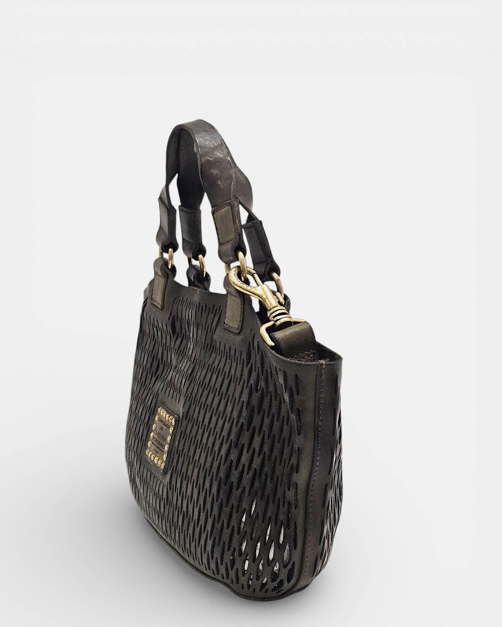 Bolso Tote Campomaggi Verde Oliva en Piel Calada