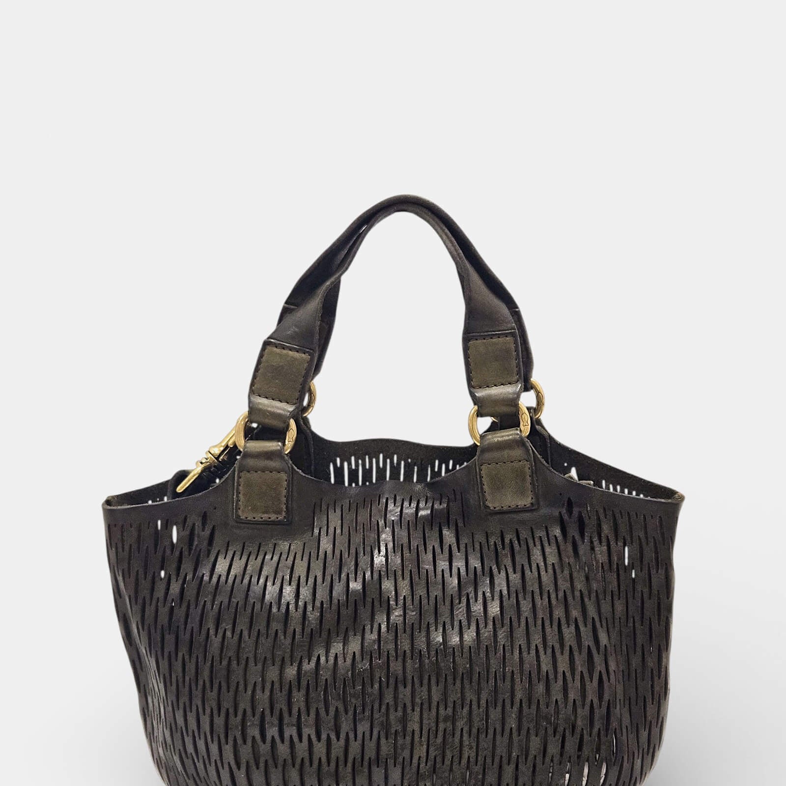 Bolso Tote Campomaggi Verde Oliva en Piel Calada