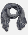 Foulard Faliero Sarti Fiorenza extendido en bucle de 90x180 cm destacando el trabajo de encaje en los extremos.