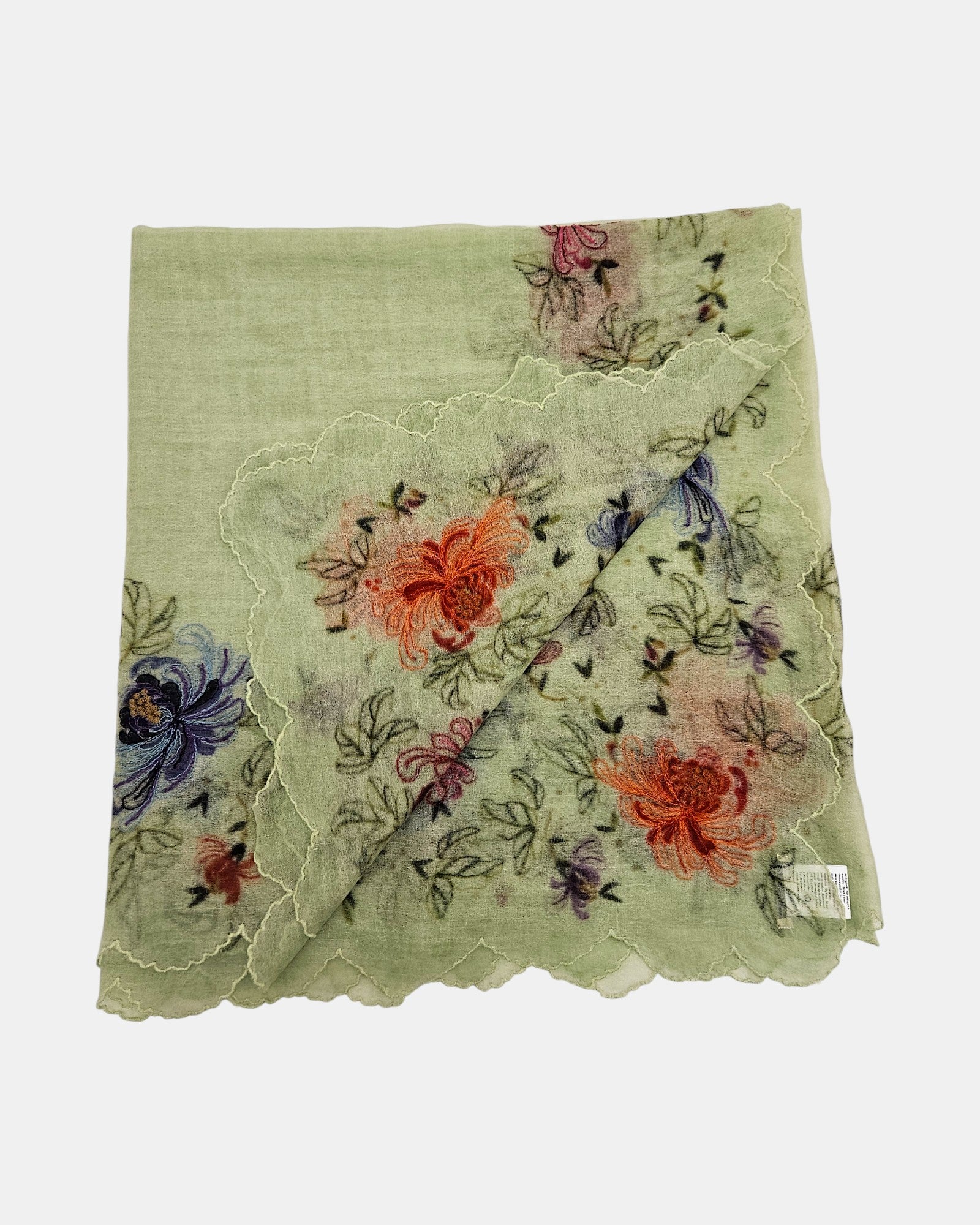 Fular Primrose verde bordado
