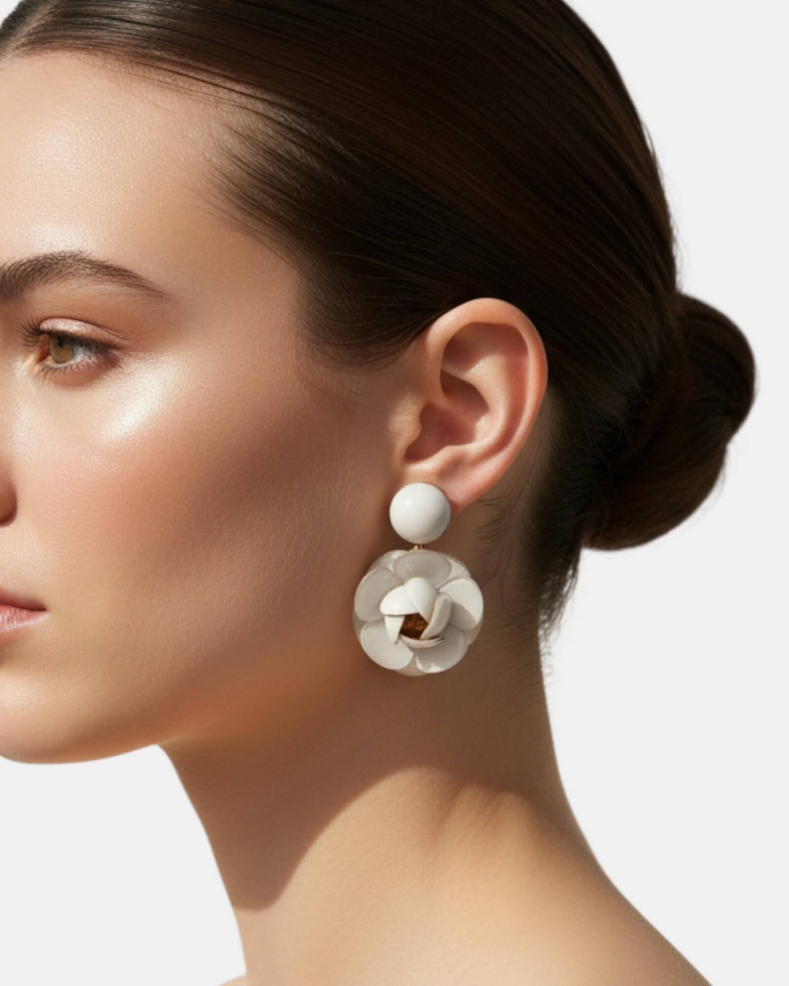 Pendientes Maxi Camelia Blanca