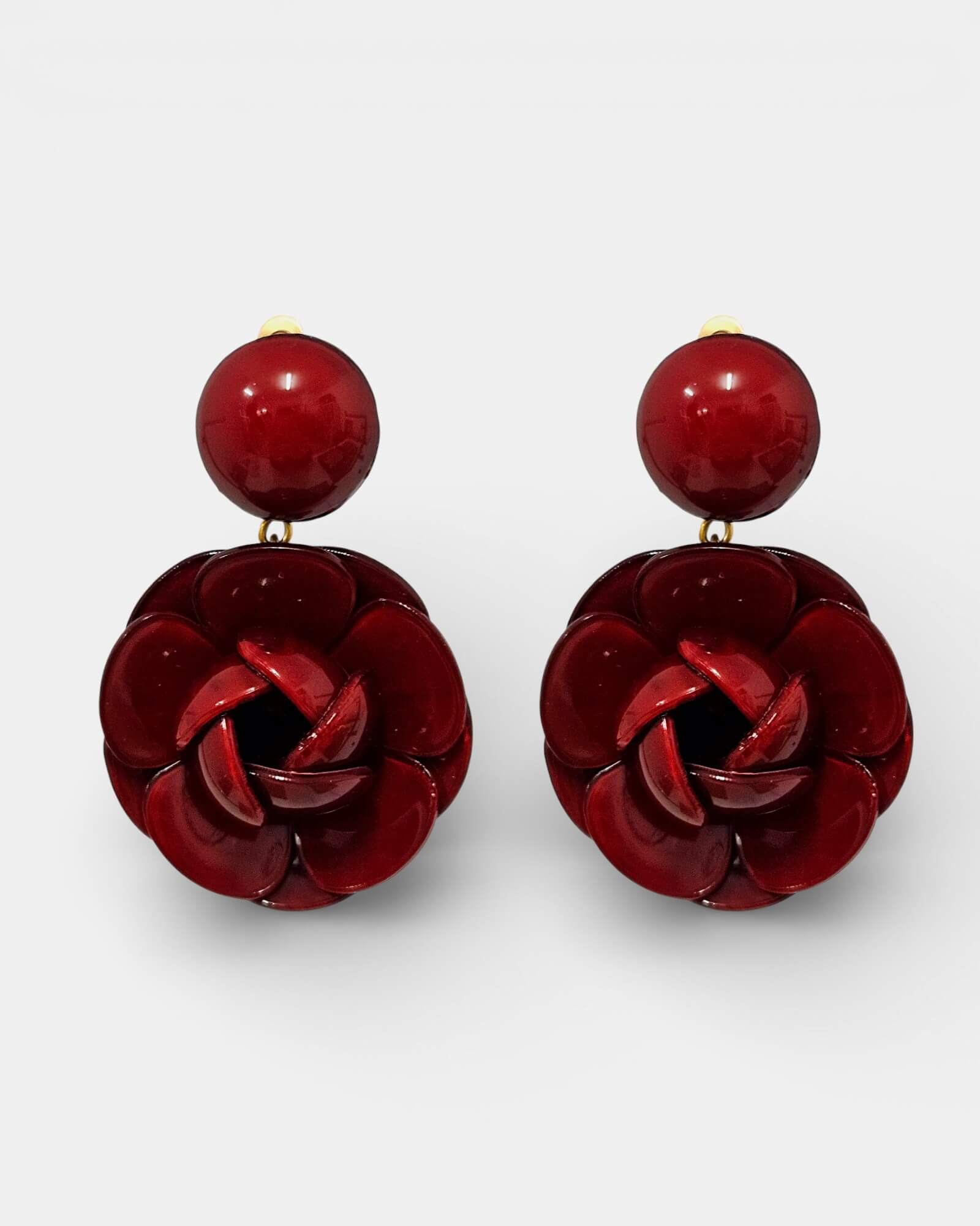 Pendientes Maxi Camelia Roja