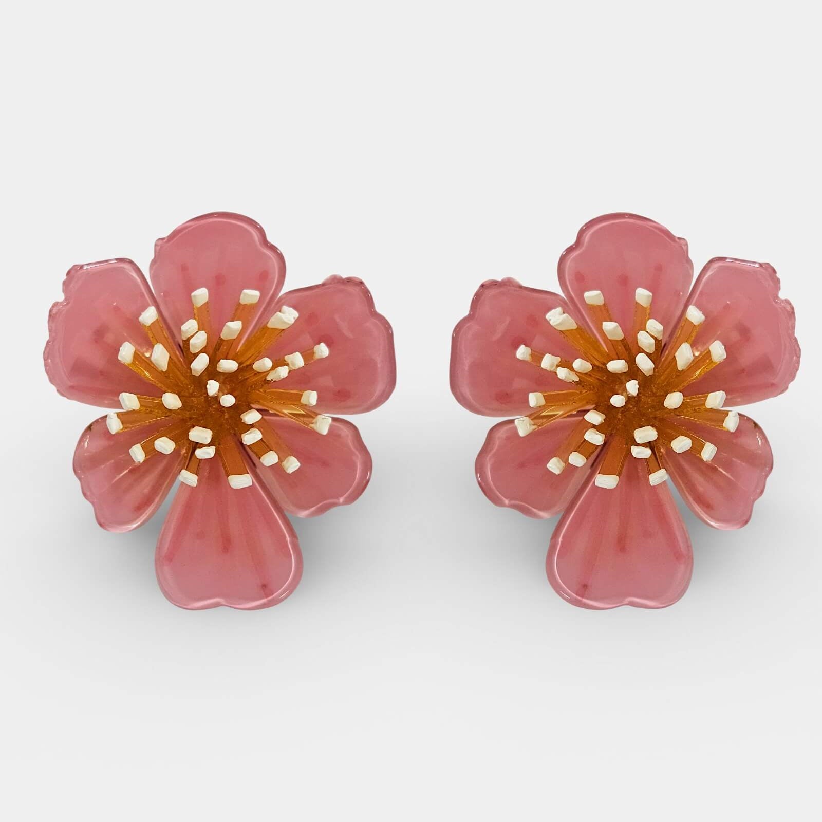 Pendientes de resina artesanal Rosa