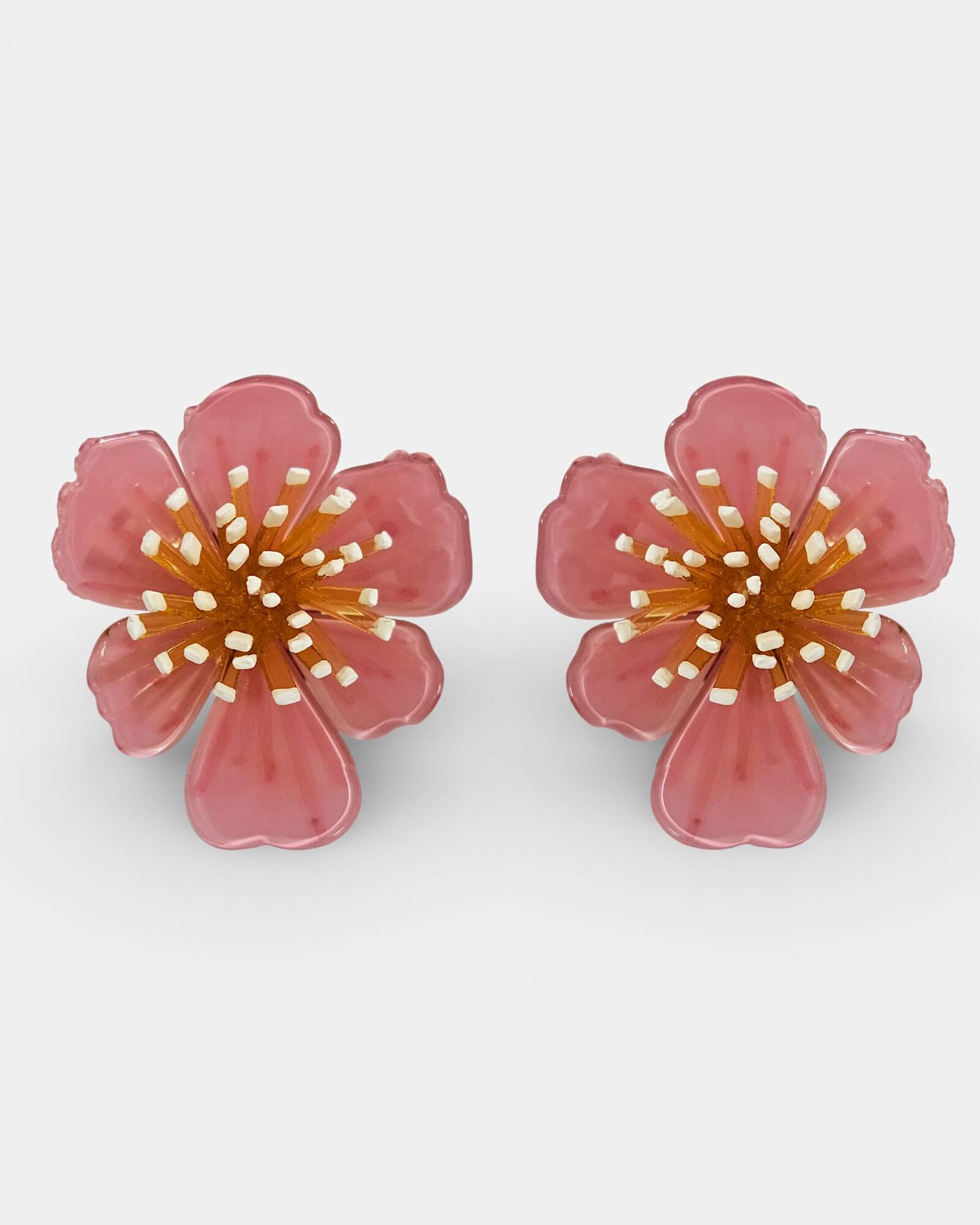 Pendientes de resina artesanal Rosa