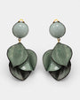Pendientes Cilea Paris hojas begonia verde salvia, diseño elegante, joyería Sanci