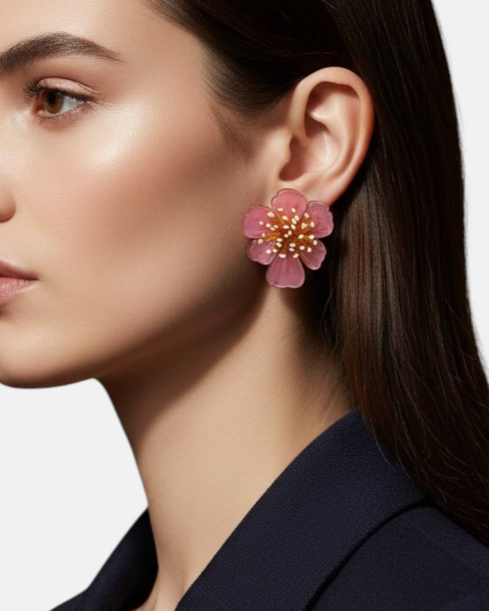Pendientes de resina artesanal Rosa