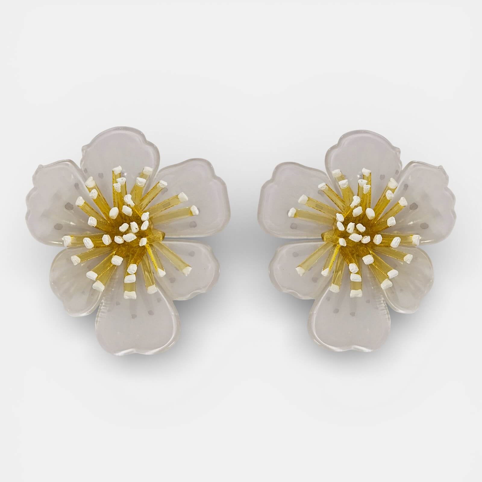 Pendientes de clip Anémona Blanca