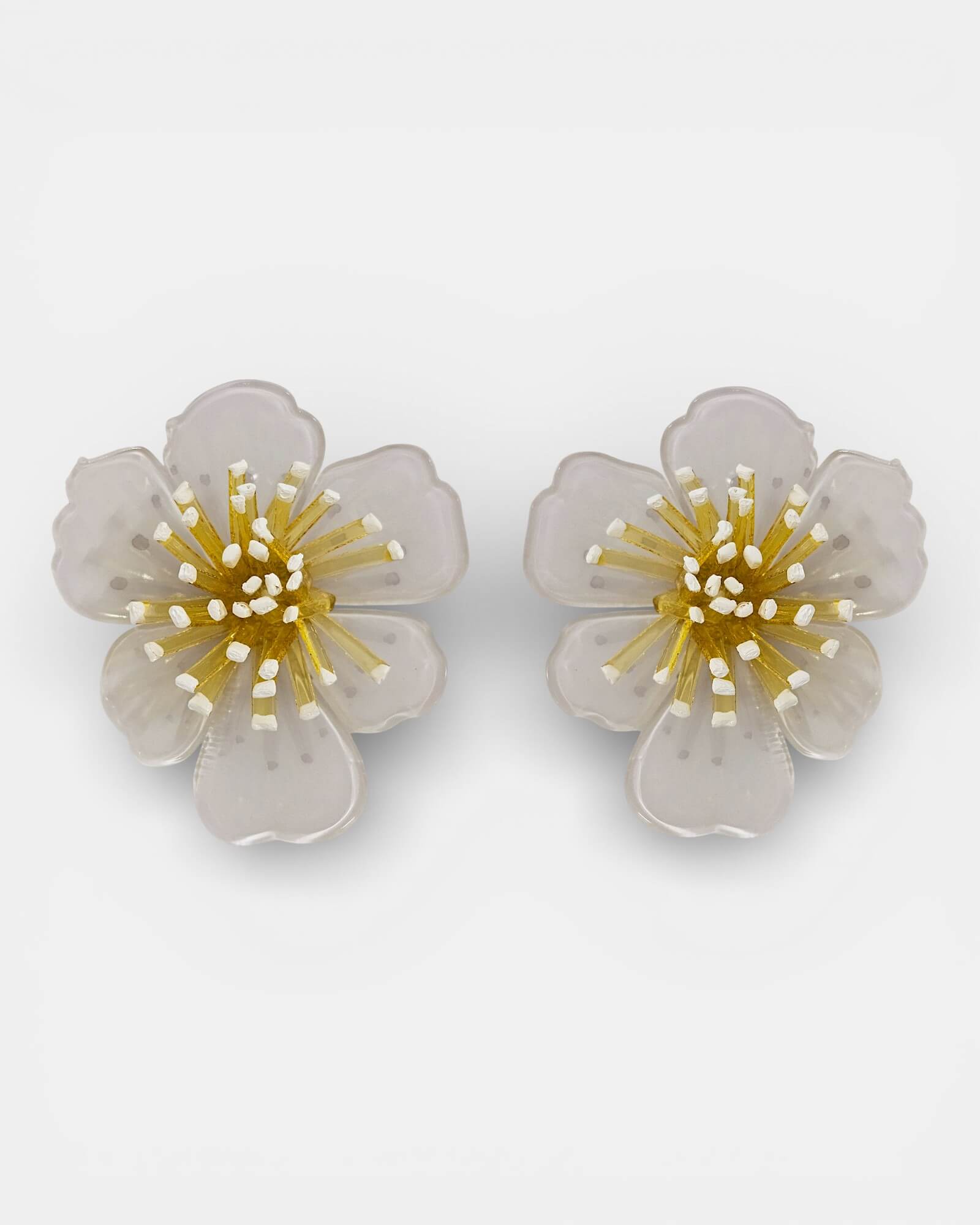 Pendientes de clip Anémona Blanca