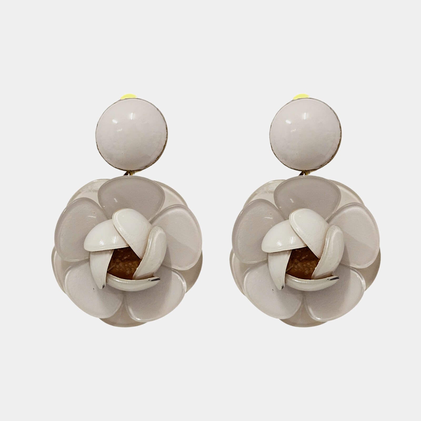 Pendientes Maxi Camelia Blanca