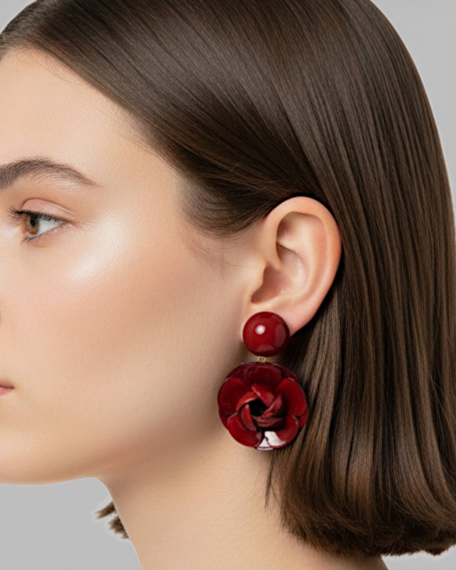 Pendientes Maxi Camelia Roja