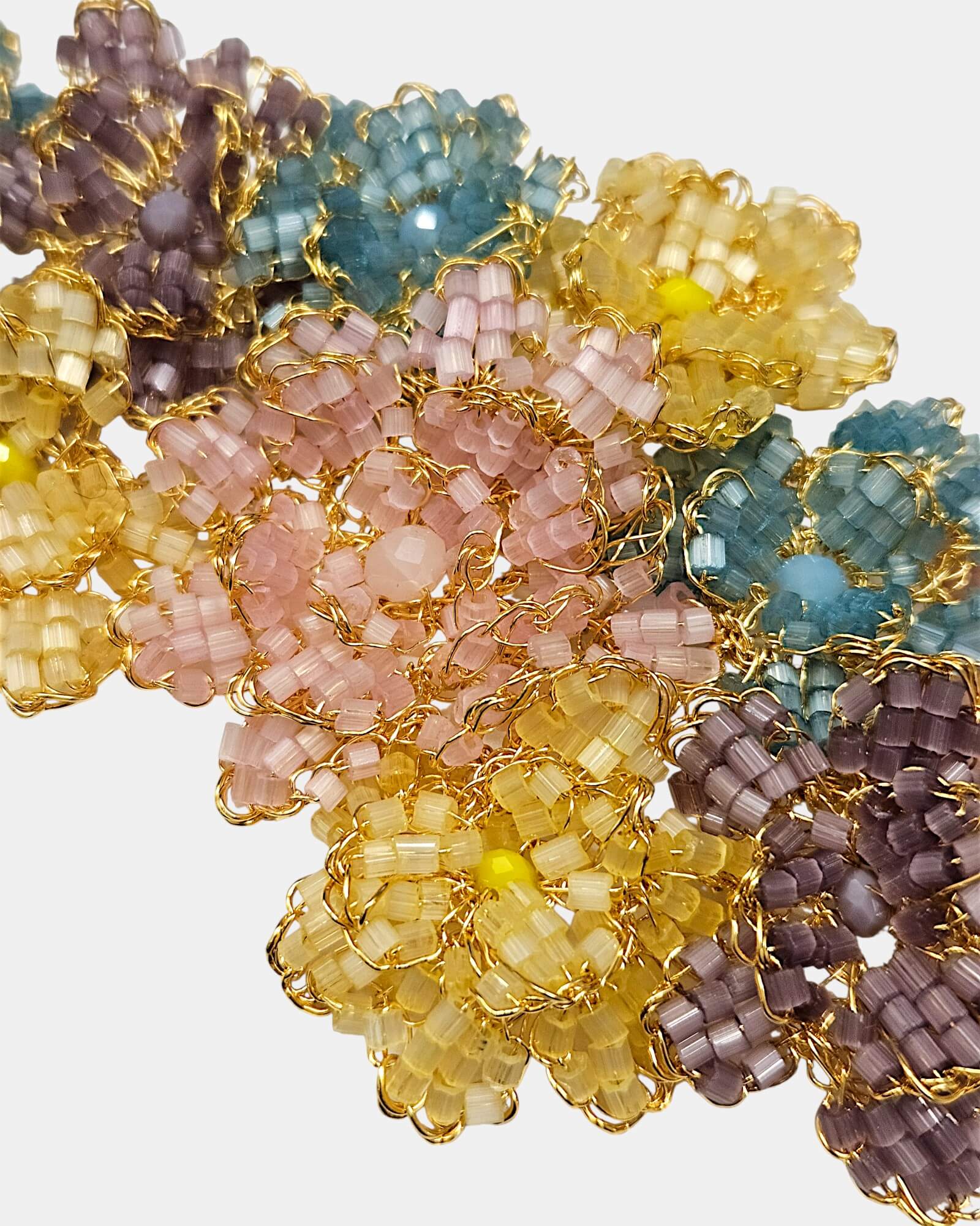 Pulsera crochet  flores multicolor pastel